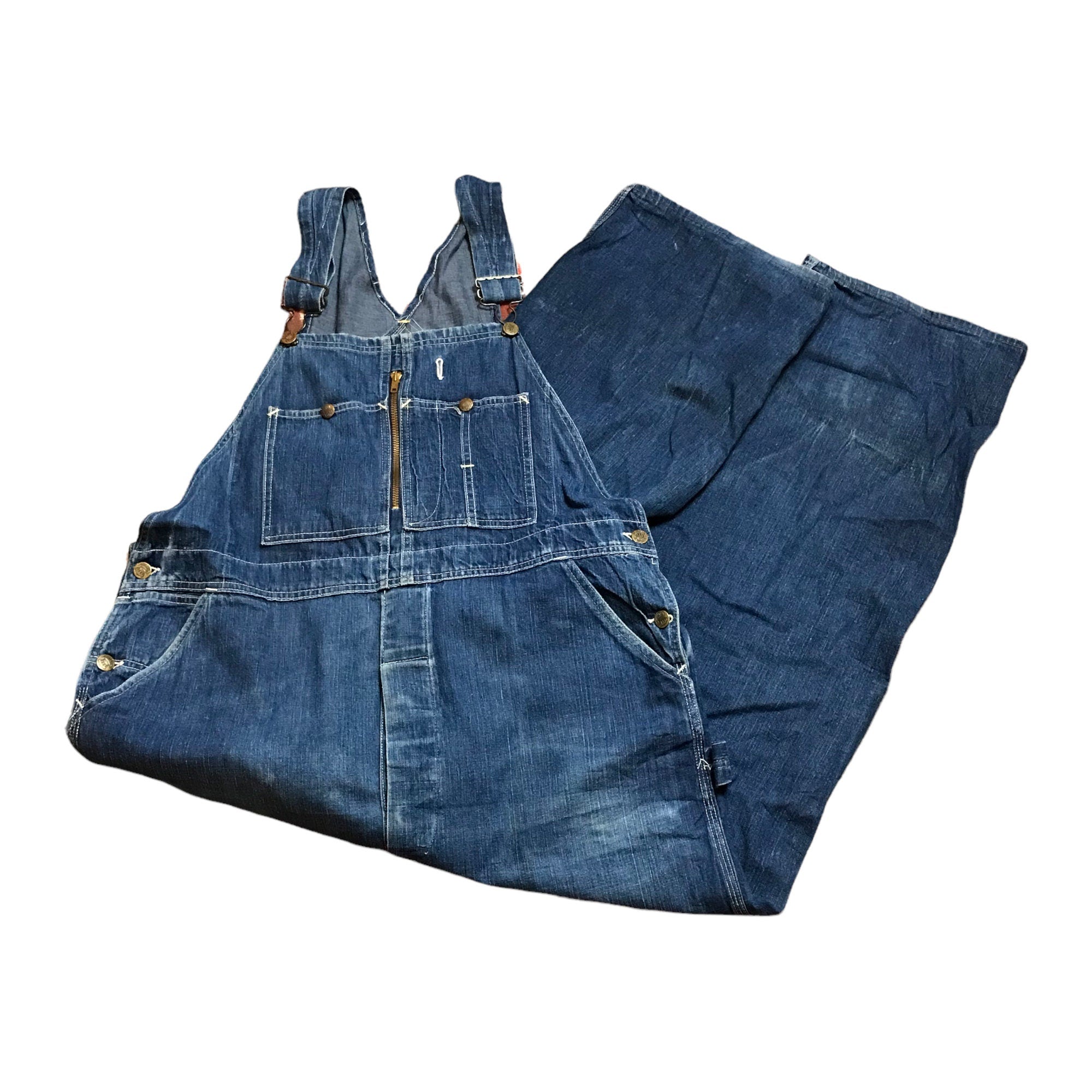 1950s Crown Overall Manufacturing Co. Denim Overalls Size 41x28
