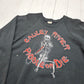 1990s Fruit of the Loom Black Cauley River Paddle or Die Skeleton RIver Runners Rafting Raglan Sweatshirt Made in USA Size L