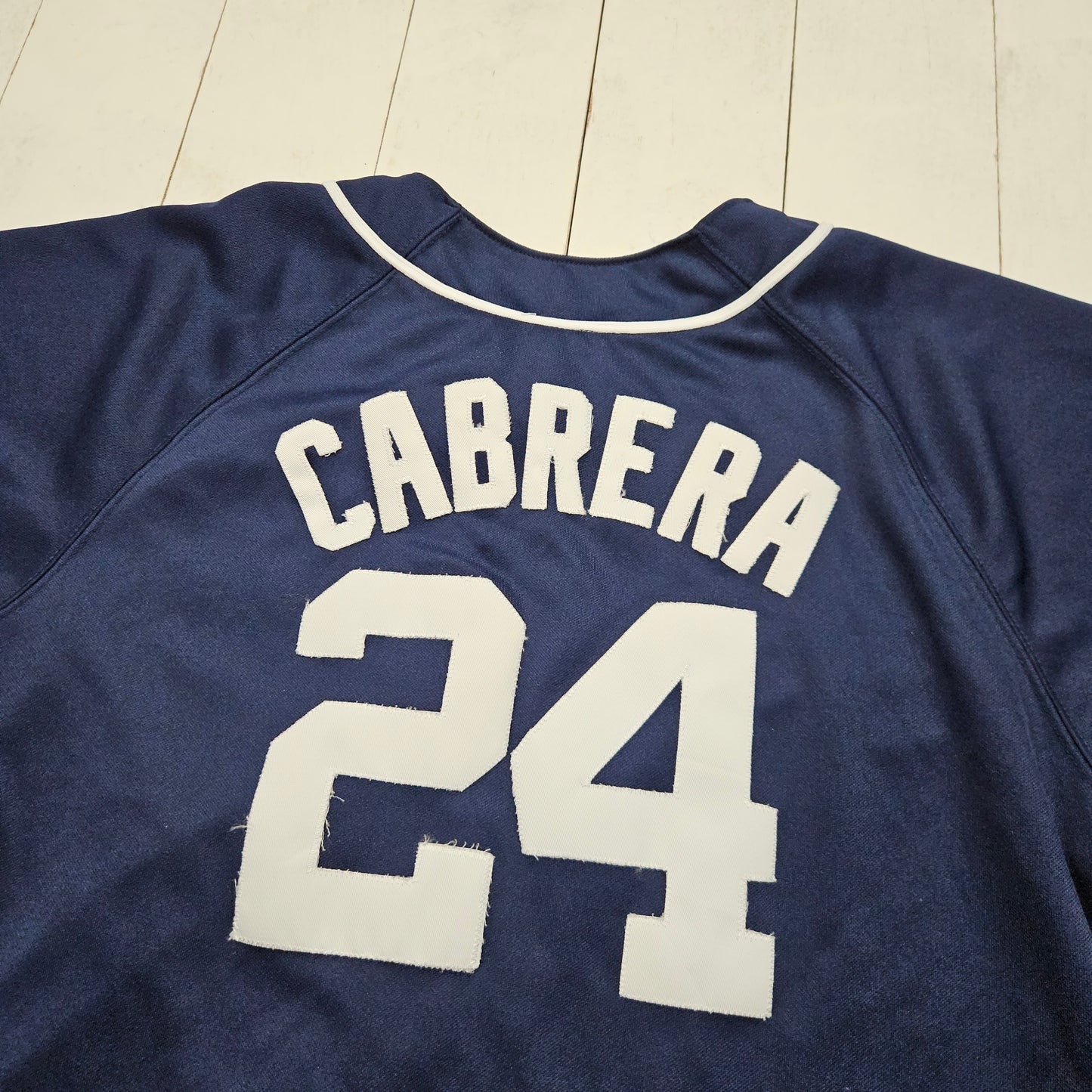 2000s/2010s Majestic Blue Detroit Tigers Miggy Cabrera 24 MLB Baseball Jersey Size S/M