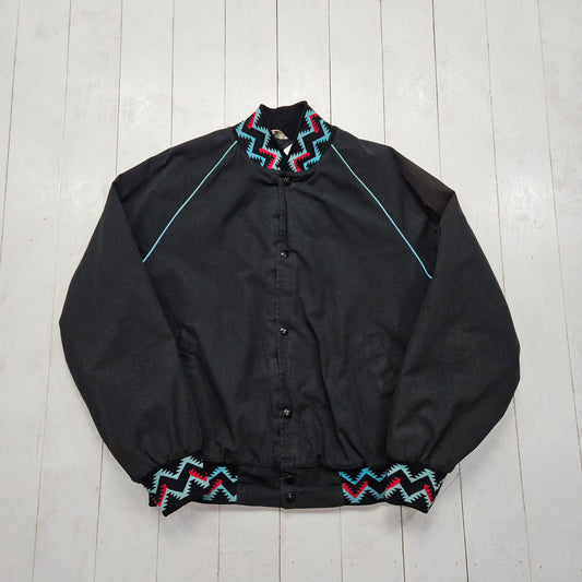 1980s West Ark Southwestern Aztec Style Bomber Jacket Made in USA Size L