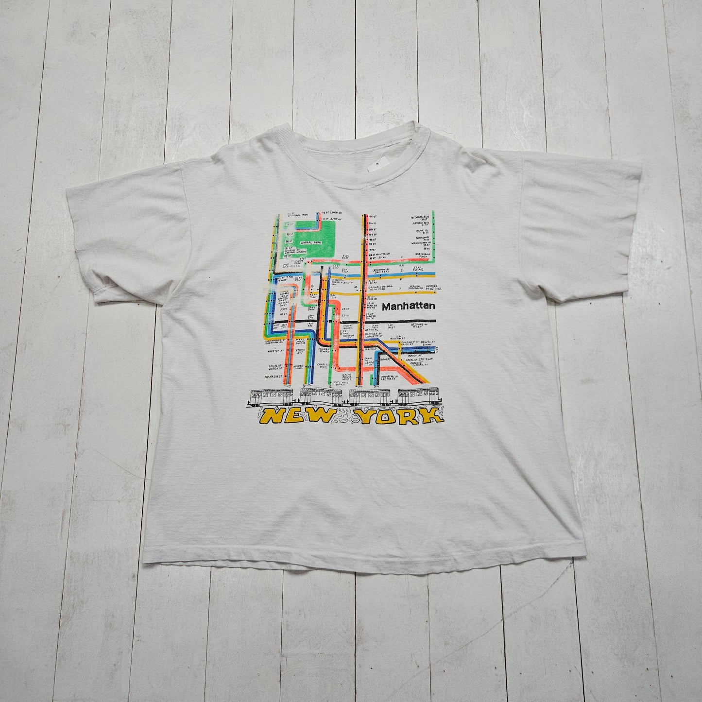 1980s New York City Manhattan Subway Print Souvenir T-Shirt Size M/L