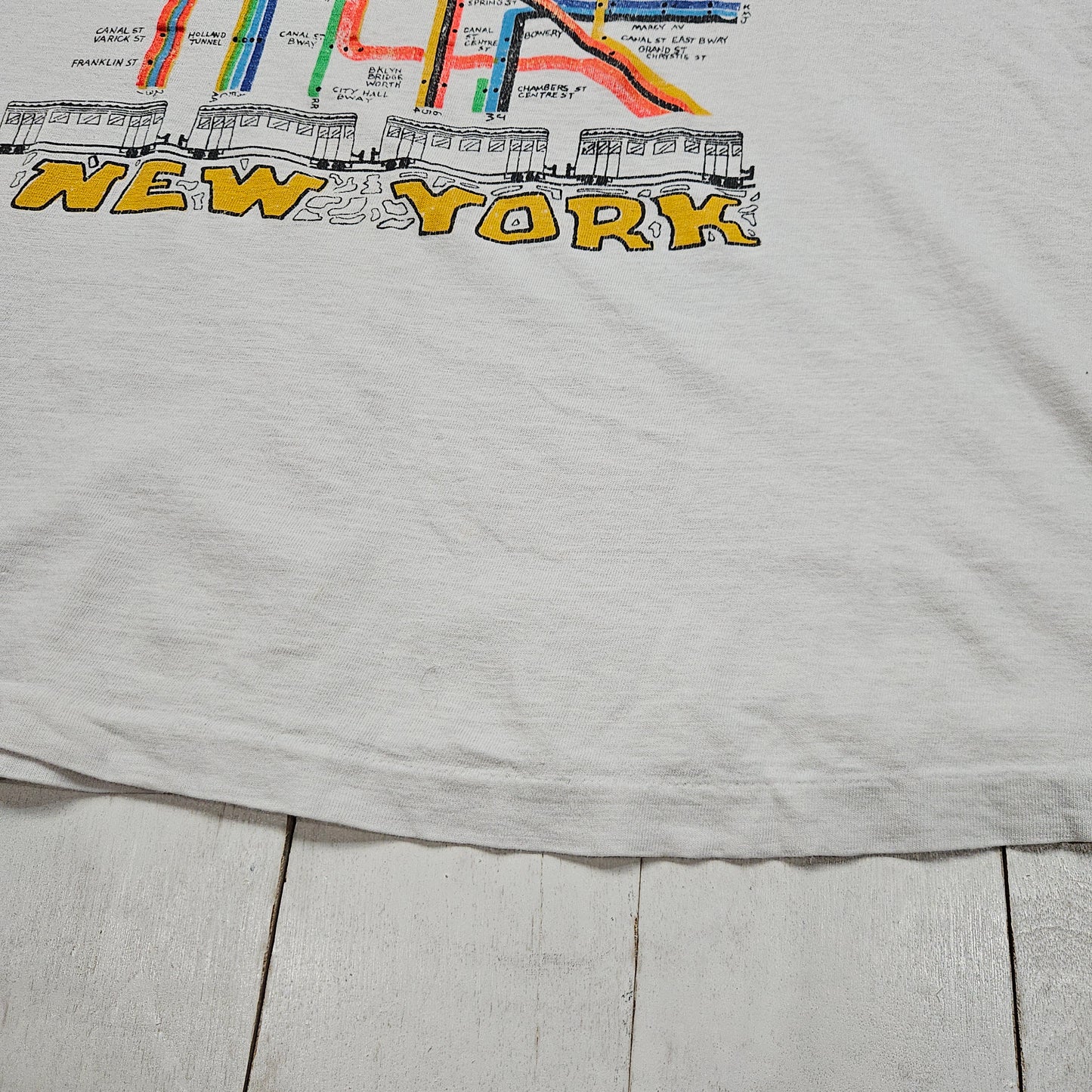 1980s New York City Manhattan Subway Print Souvenir T-Shirt Size M/L