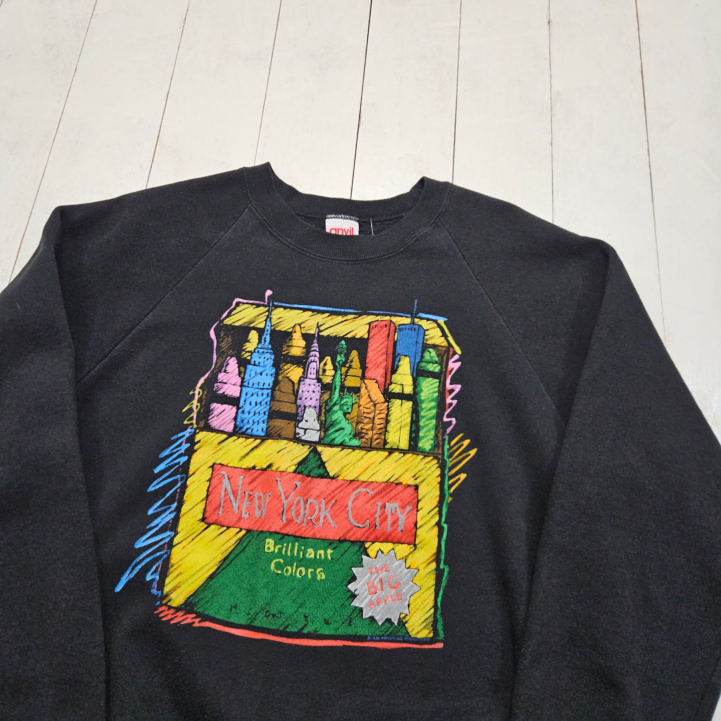 1980s 1989 Winterland Productions New York City Brilliant Colors Souvenir Sweatshirt Made in USA Size S/M