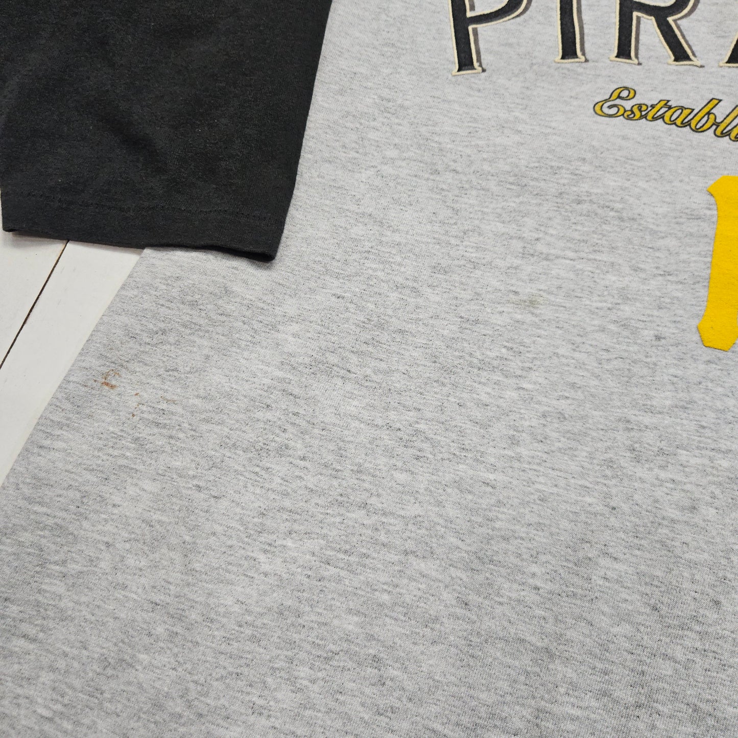 1990s 1994 Team Rate Long Gone MLB Cooperstown Collection Pittsburgh Pirates 1960 Championship 3/4 Sleeve T-Shirt Made in USA Size L