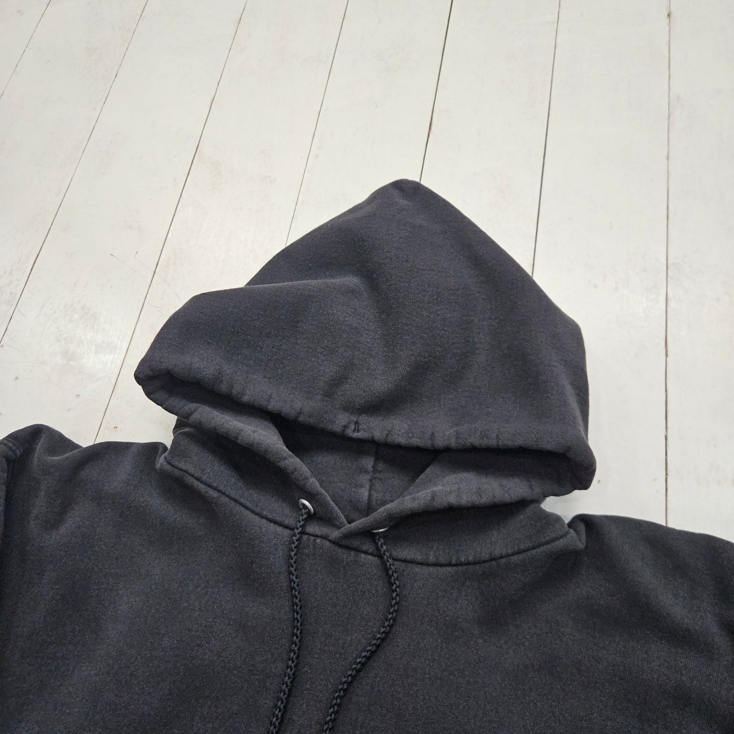 1990s/2000s Y2K Hanes Ultimate Cotton Faded Black Hoodie Sweatshirt Size S