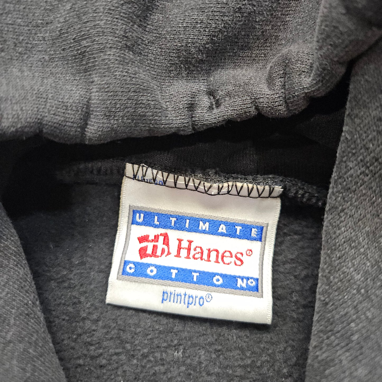 1990s/2000s Y2K Hanes Ultimate Cotton Faded Black Hoodie Sweatshirt Size S