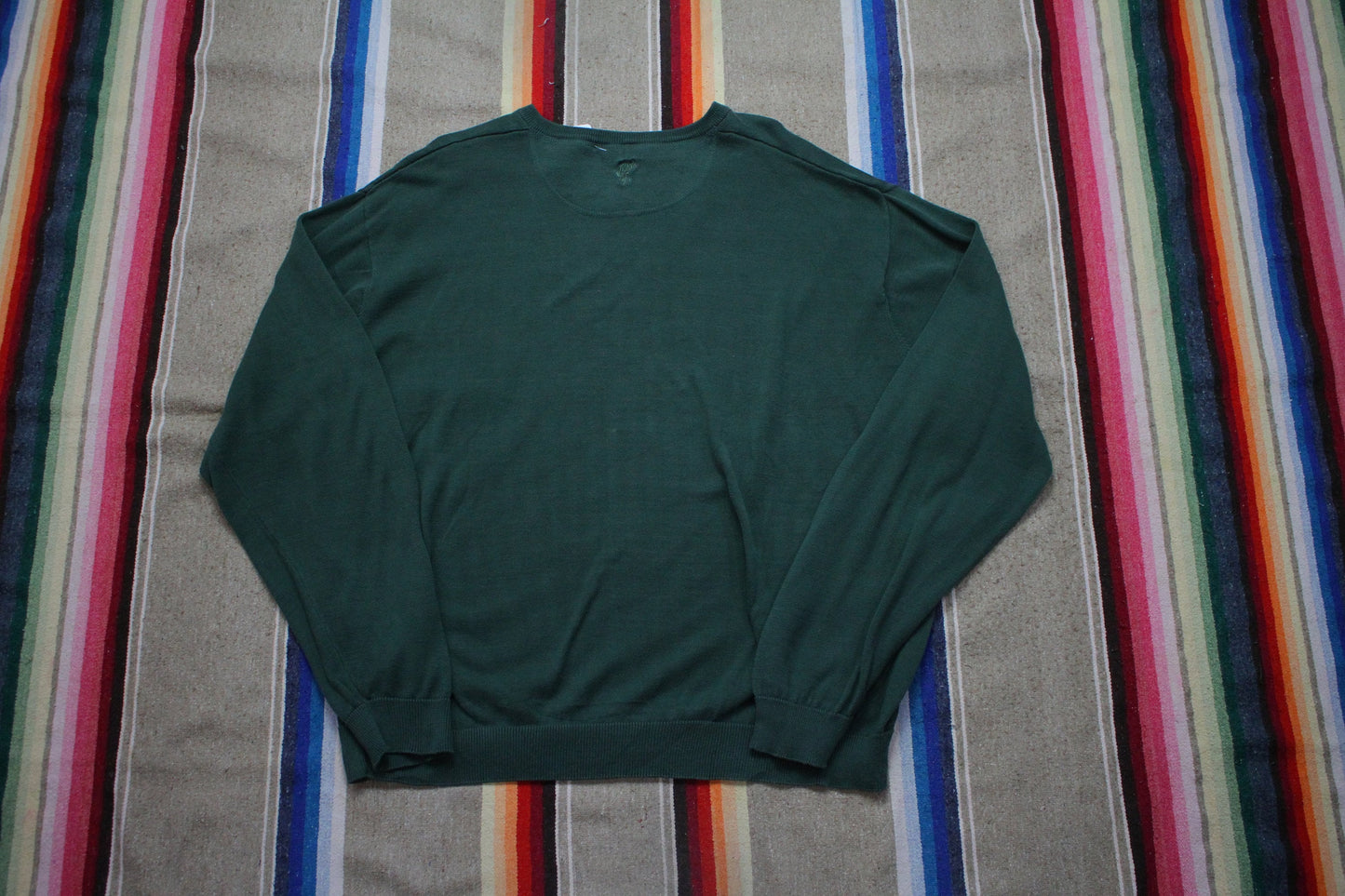 1980s/1990s Ashworth Green V-Neck Cotton Knit Sweater Size XL