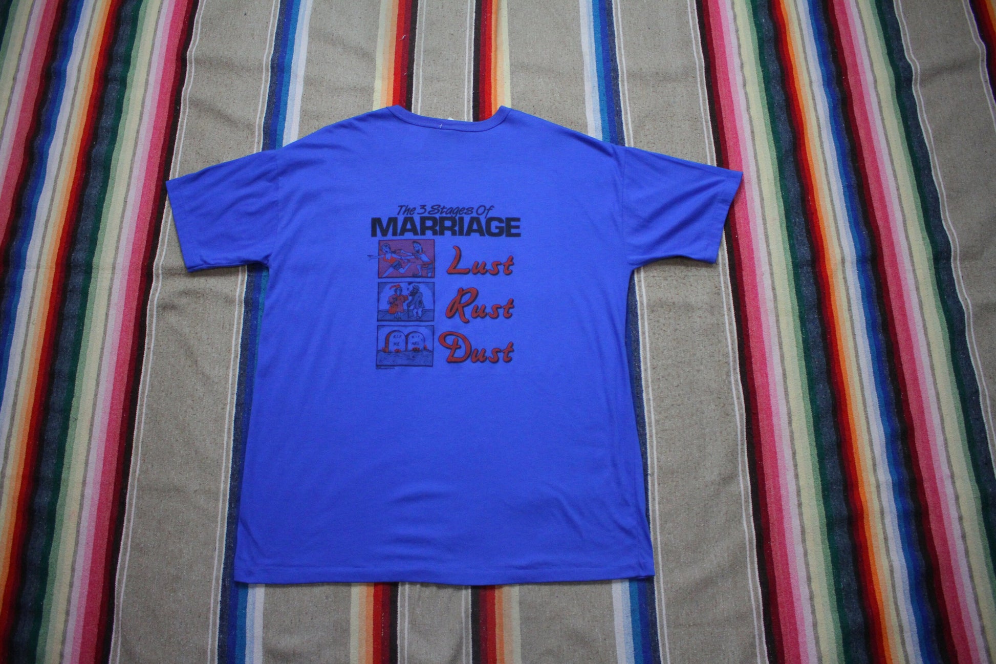 1980s/1990s Sex is a Misdemeanor 3 Stages of Marriage Lust Rust Dust Funny Parody T-Shirt Made in Canada Size XL
