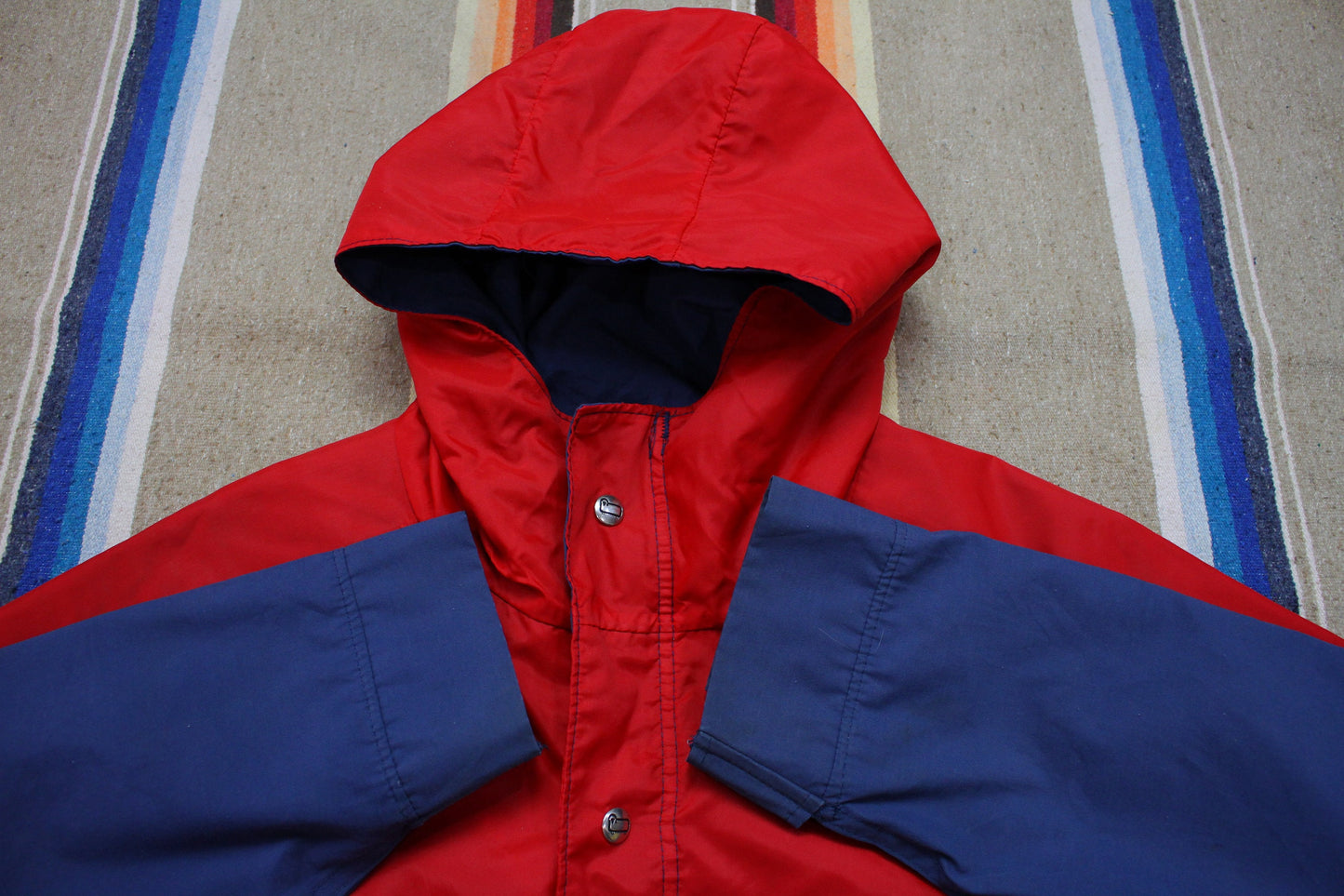 1970s Woolrich Two Tone Western Yoke 60/40 Mountain Parka Windbreaker Jacket Made in USA Size M/L