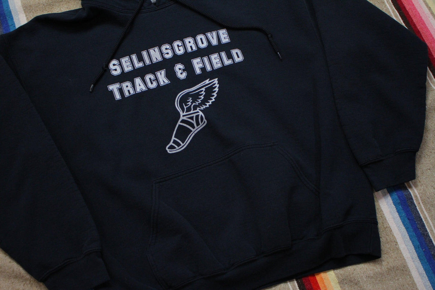 2000s Selingsgrove Track & Field Winged Foot Print Hoodie Sweatshirt Size L