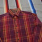 1990s/2000s St Johns Bay Brawny Orange Red Plaid Flannel Button Up Shirt Size M/L