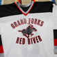 2000s Grand Forks Red River Highschool Roughriders Hockey Jersey Made in USA Size L/XL