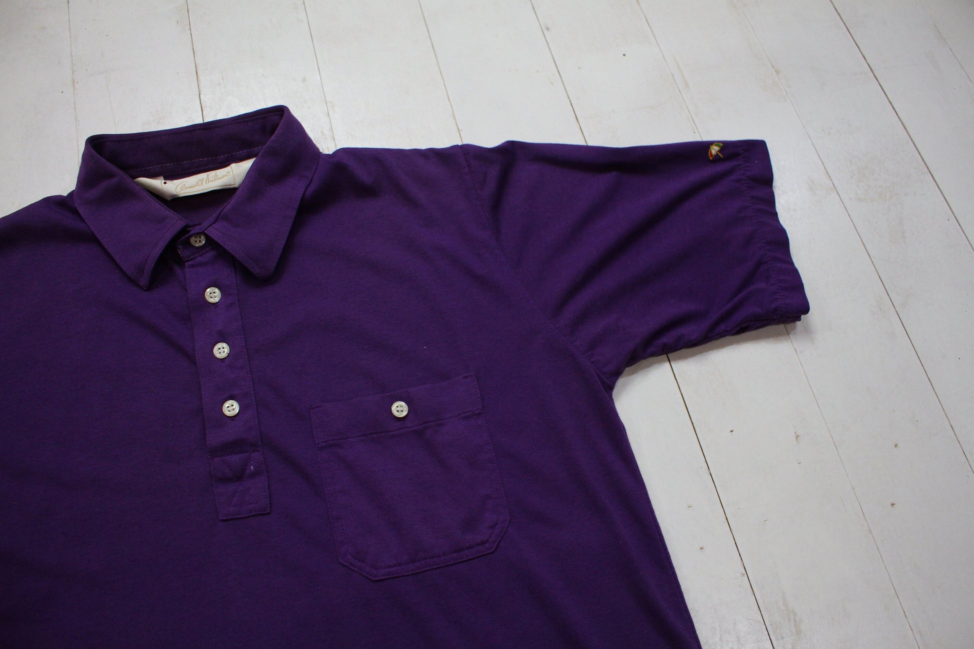 1980s/1990s Arnold Palmer Purple Pocket Polo Shirt Size M