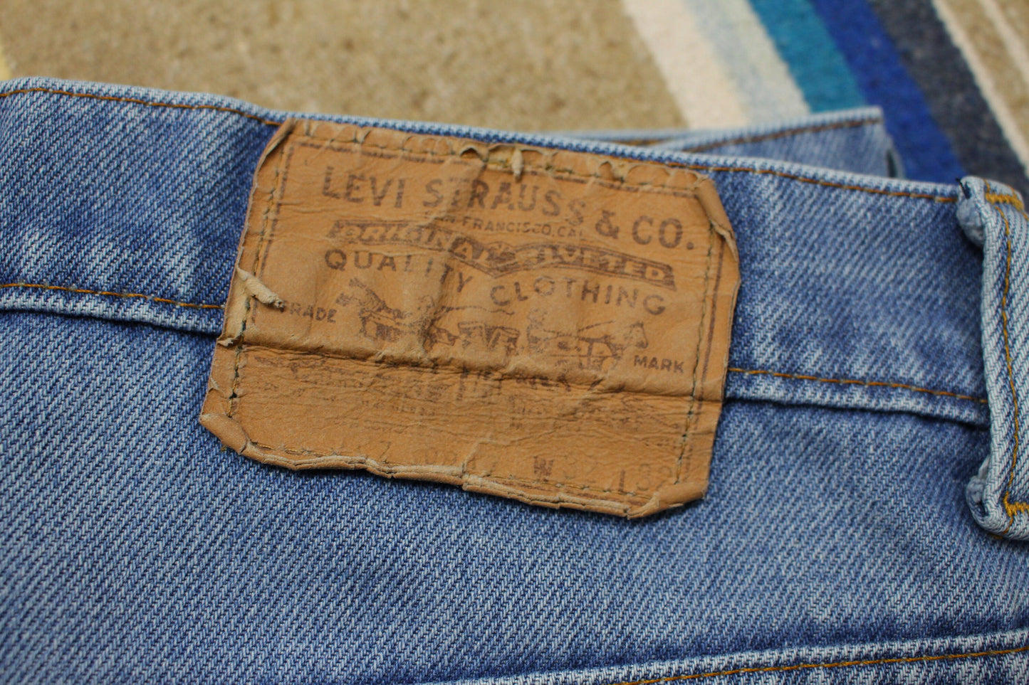 1970s Levi's Orange Tab 517 Faded Blue Denim Jeans Made in USA Size 31x31