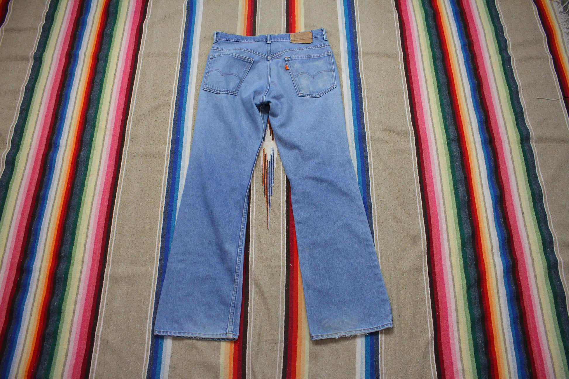 1970s Levi's Orange Tab 517 Faded Blue Denim Jeans Made in USA Size 31x31