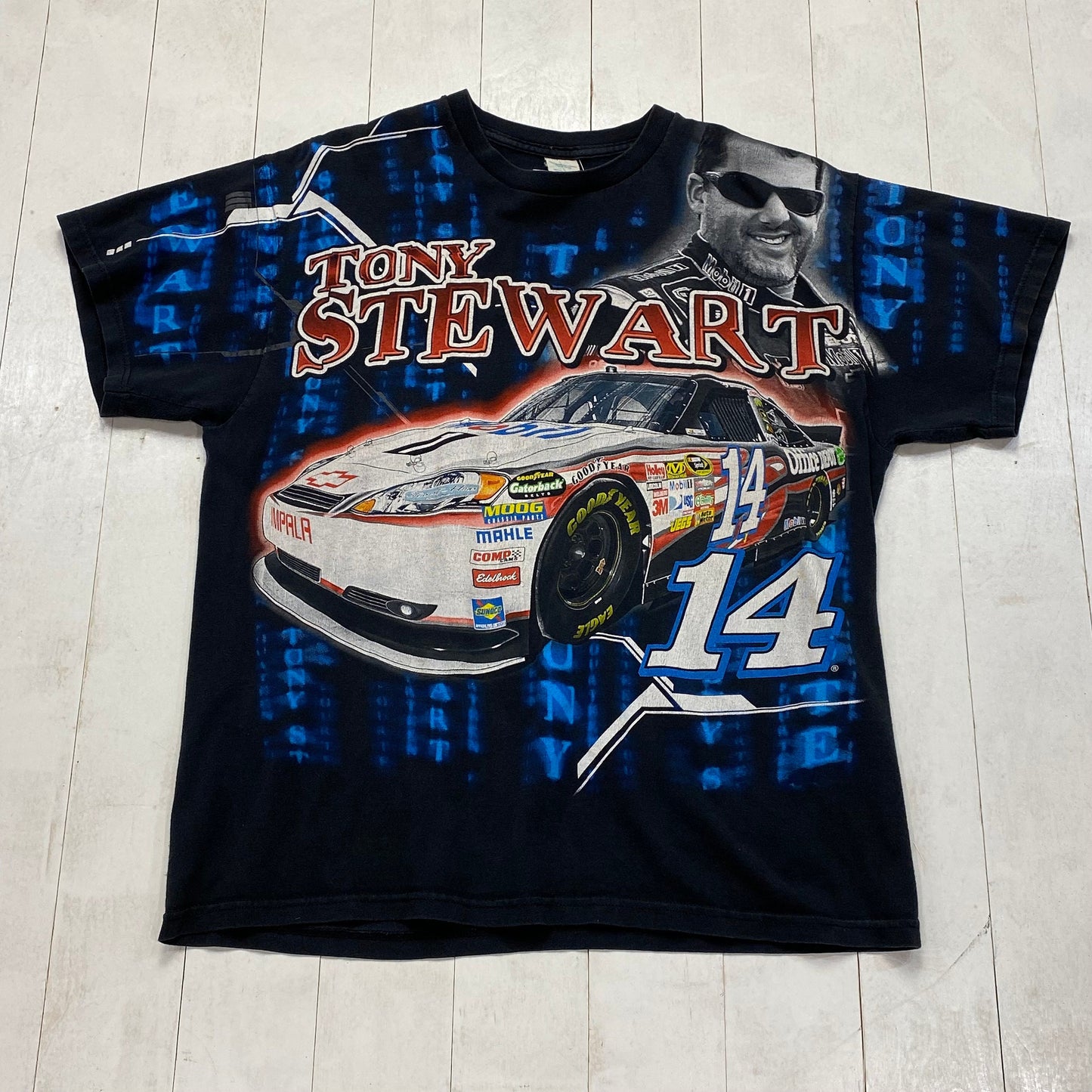 2010s Tony Stewart Office Depot Red Blue AOP Nascar Racing T-Shirt Size XL