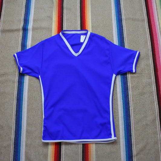 1990s Blank Blue Soccer Jersey Size S