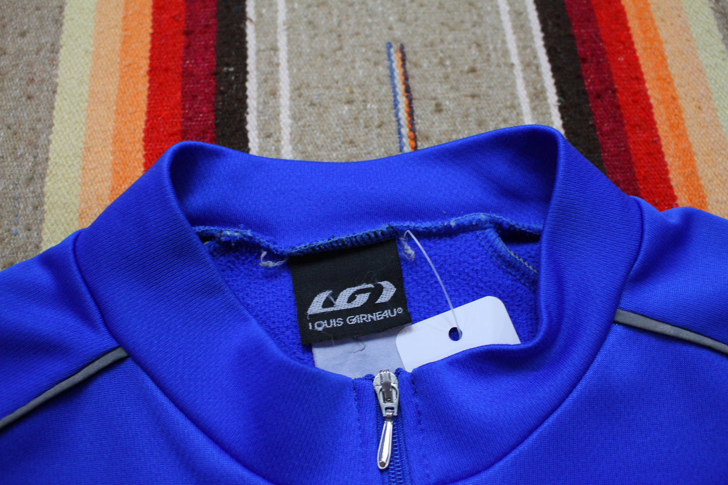 1990s/2000s Louis Garneau Blank Blue Long Sleeve Cycling Jersey Size M