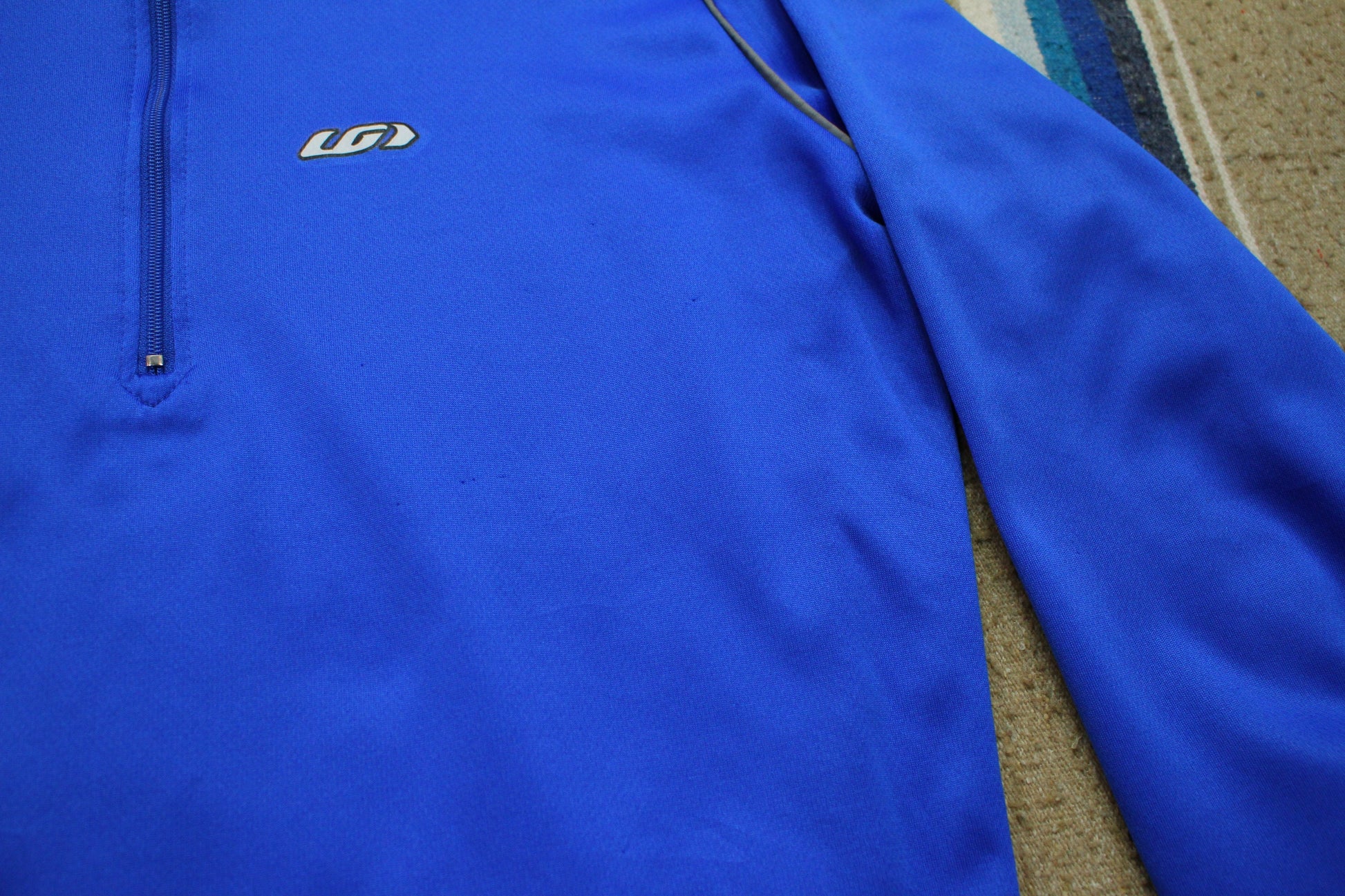 1990s/2000s Louis Garneau Blank Blue Long Sleeve Cycling Jersey Size M