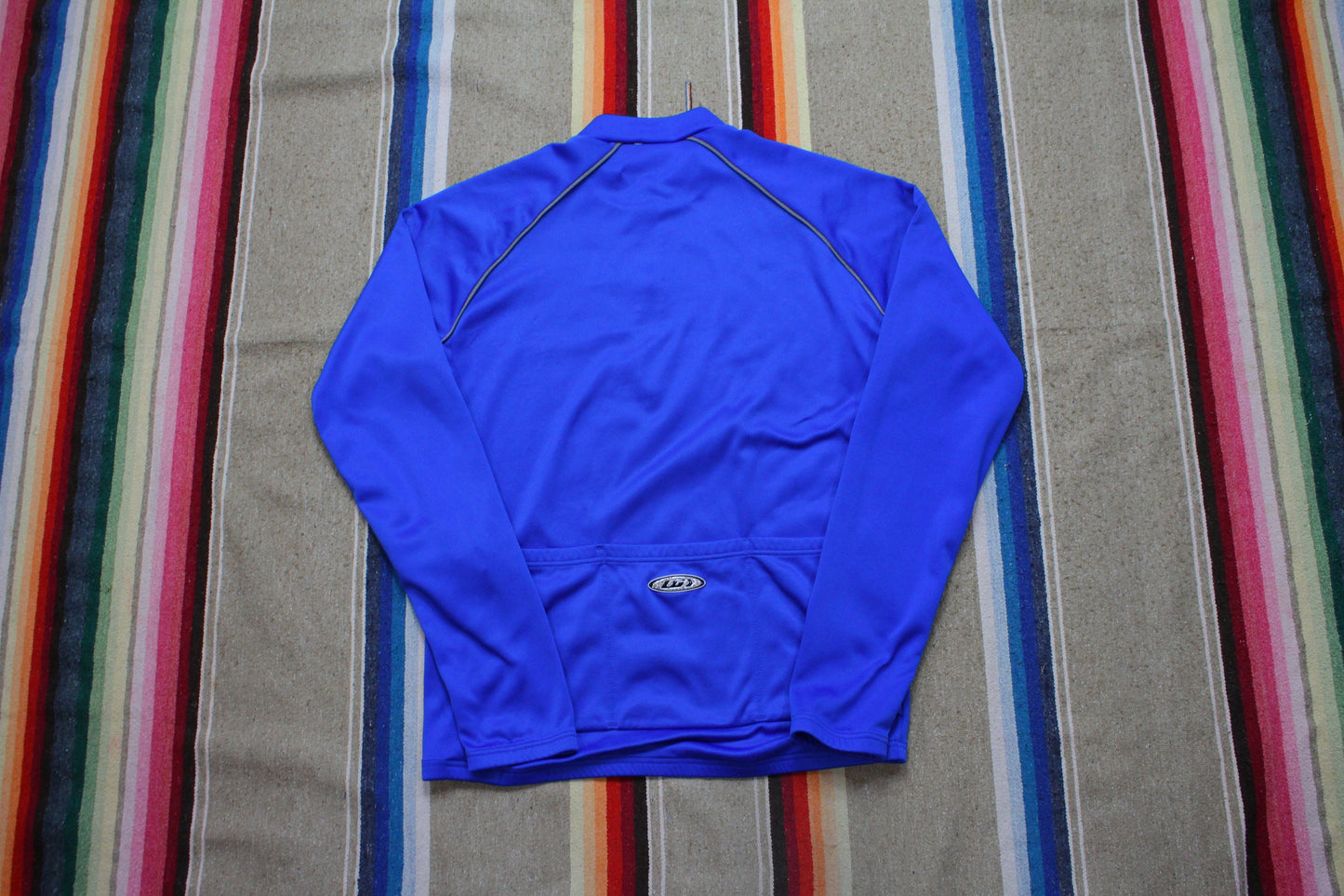 1990s/2000s Louis Garneau Blank Blue Long Sleeve Cycling Jersey Size M