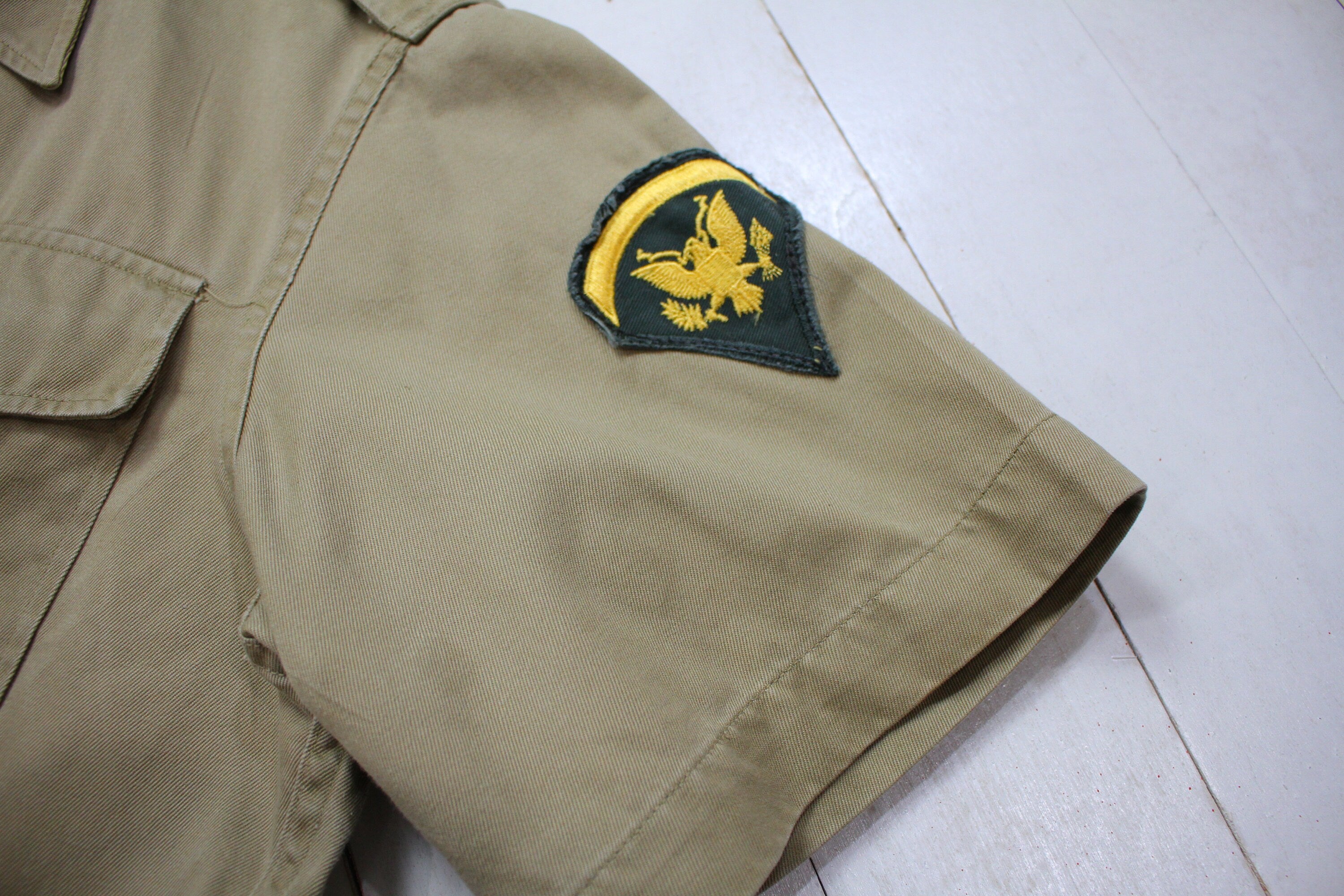 1950s US Military Shortsleeve Twill Khaki Uniform Shirt Size M – People's  Champ Vintage