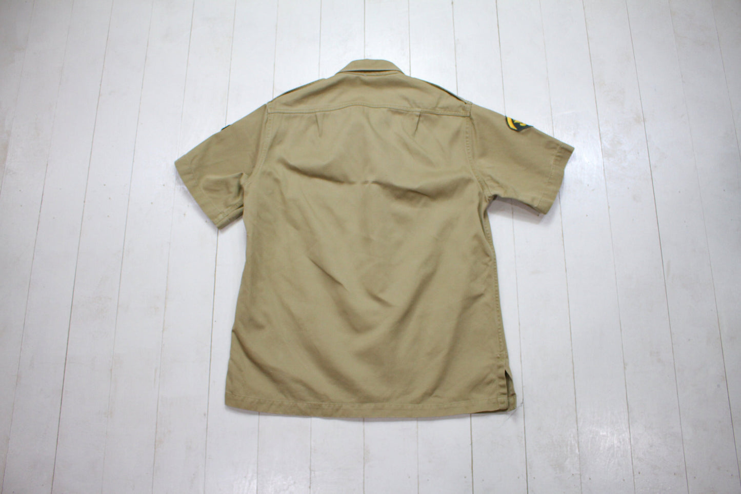 1950s US Military Shortsleeve Twill Khaki Uniform Shirt Size M