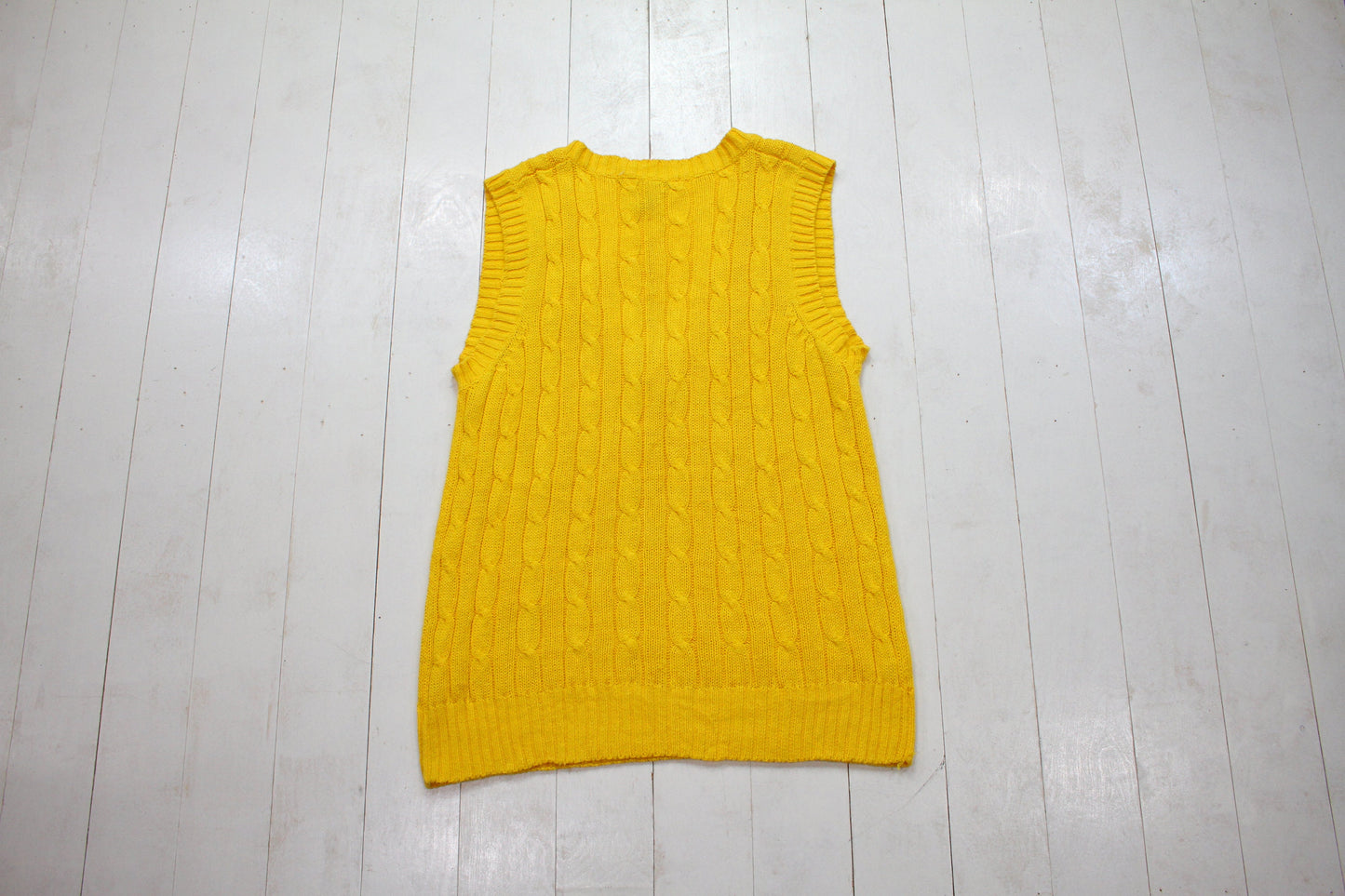 1990s Fenn Wright & Mason Workshop Yellow Cable Knit Sweater Vest Size M