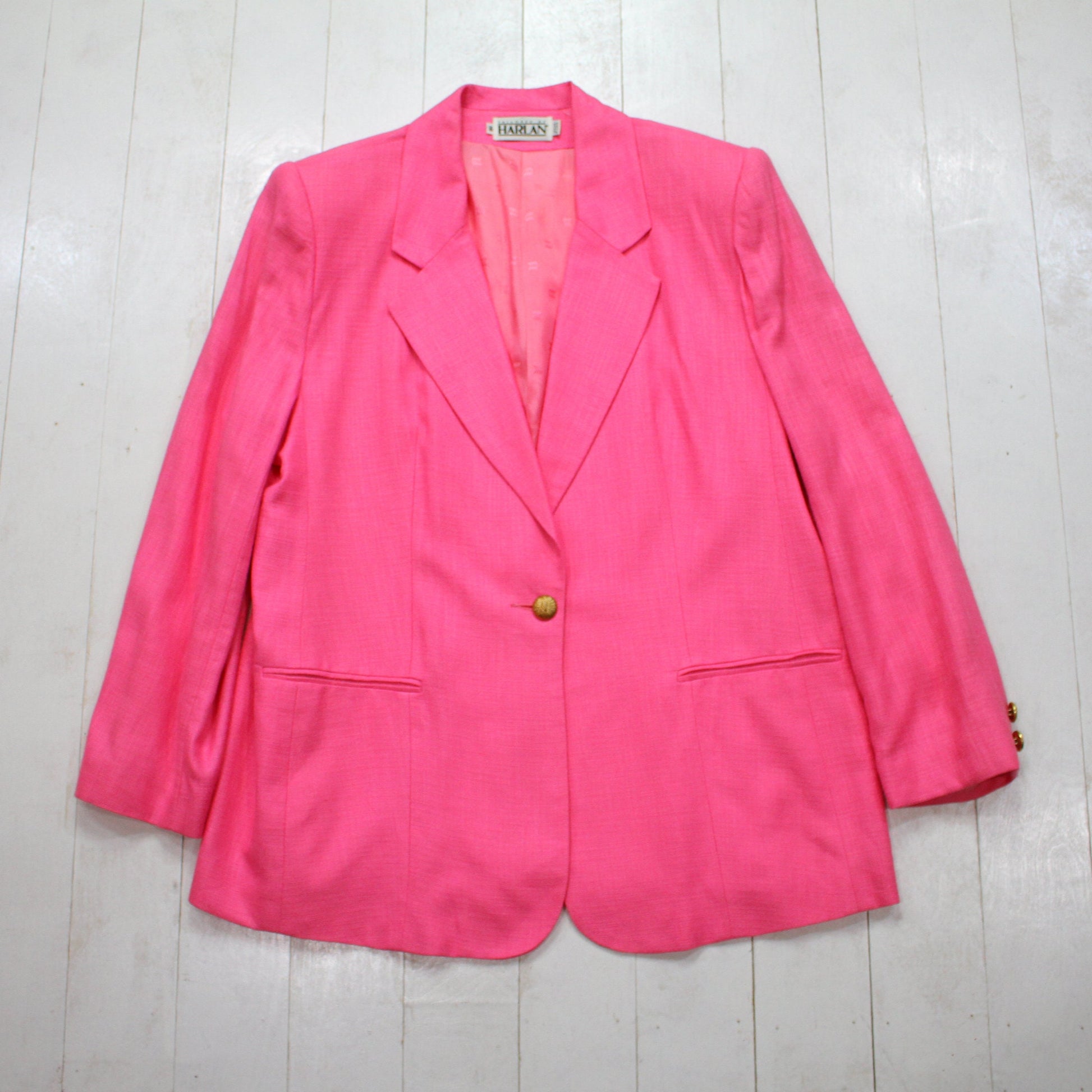 1980s Tailored by Harlan Pink Blazer Jacket Made in USA Women's Size XL/XXL