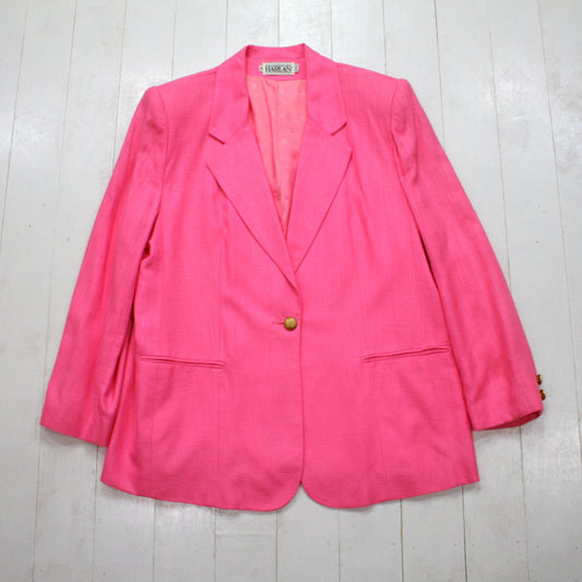 1980s Tailored by Harlan Pink Blazer Jacket Made in USA Women's Size XL/XXL