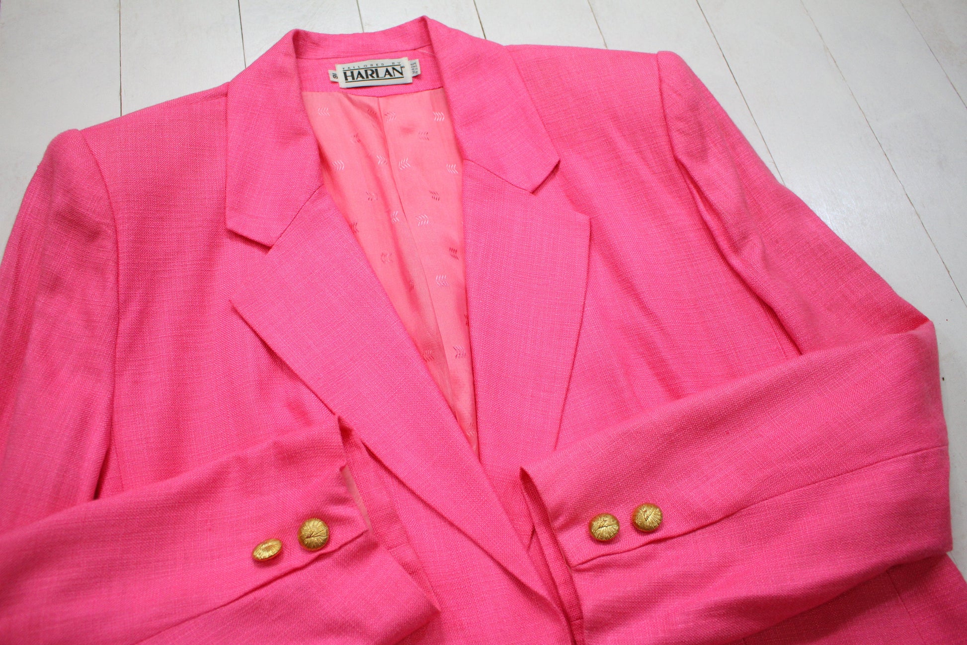 1980s Tailored by Harlan Pink Blazer Jacket Made in USA Women's Size XL/XXL