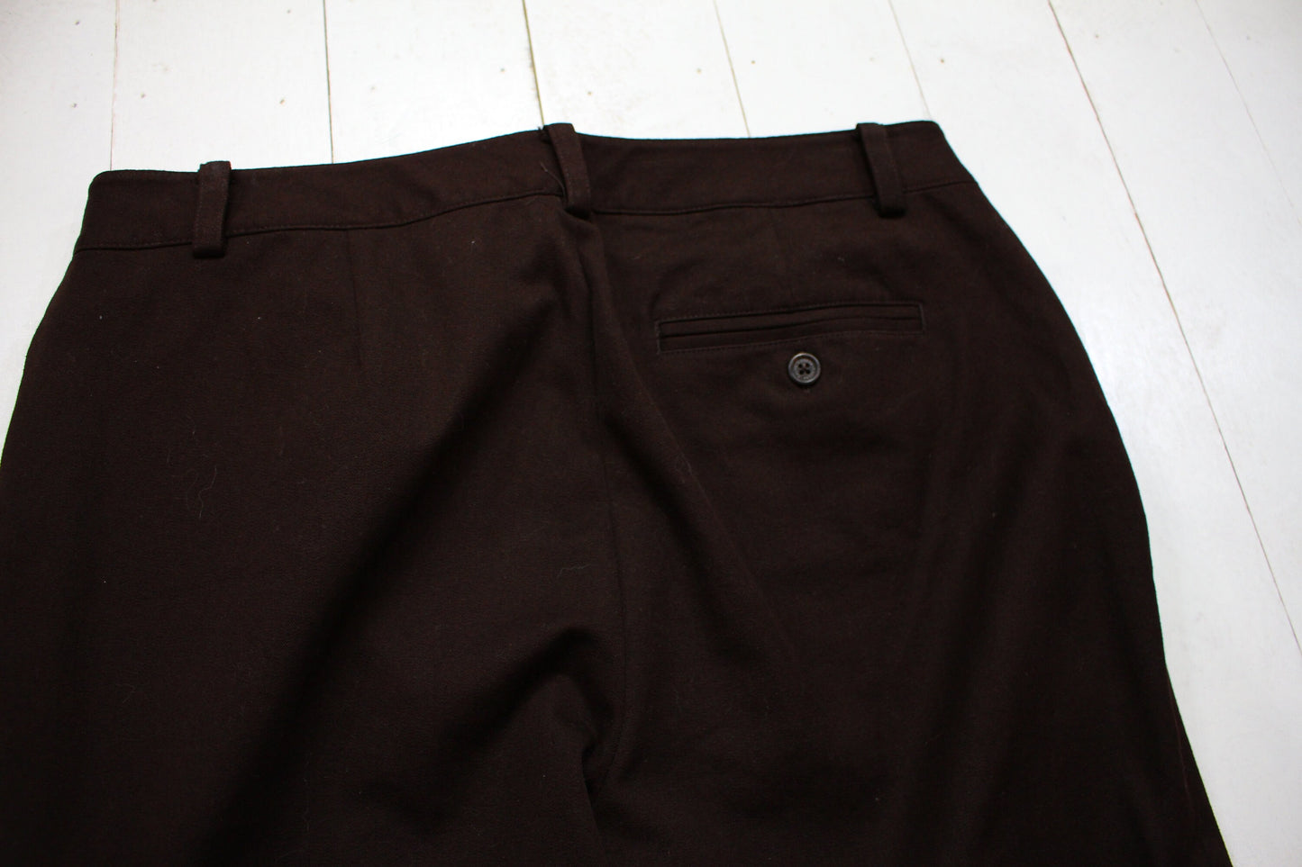 1990s Lauren Ralph Lauren Dark Brown Cotton Blend Adelle Pants Women's Size 32x29.25