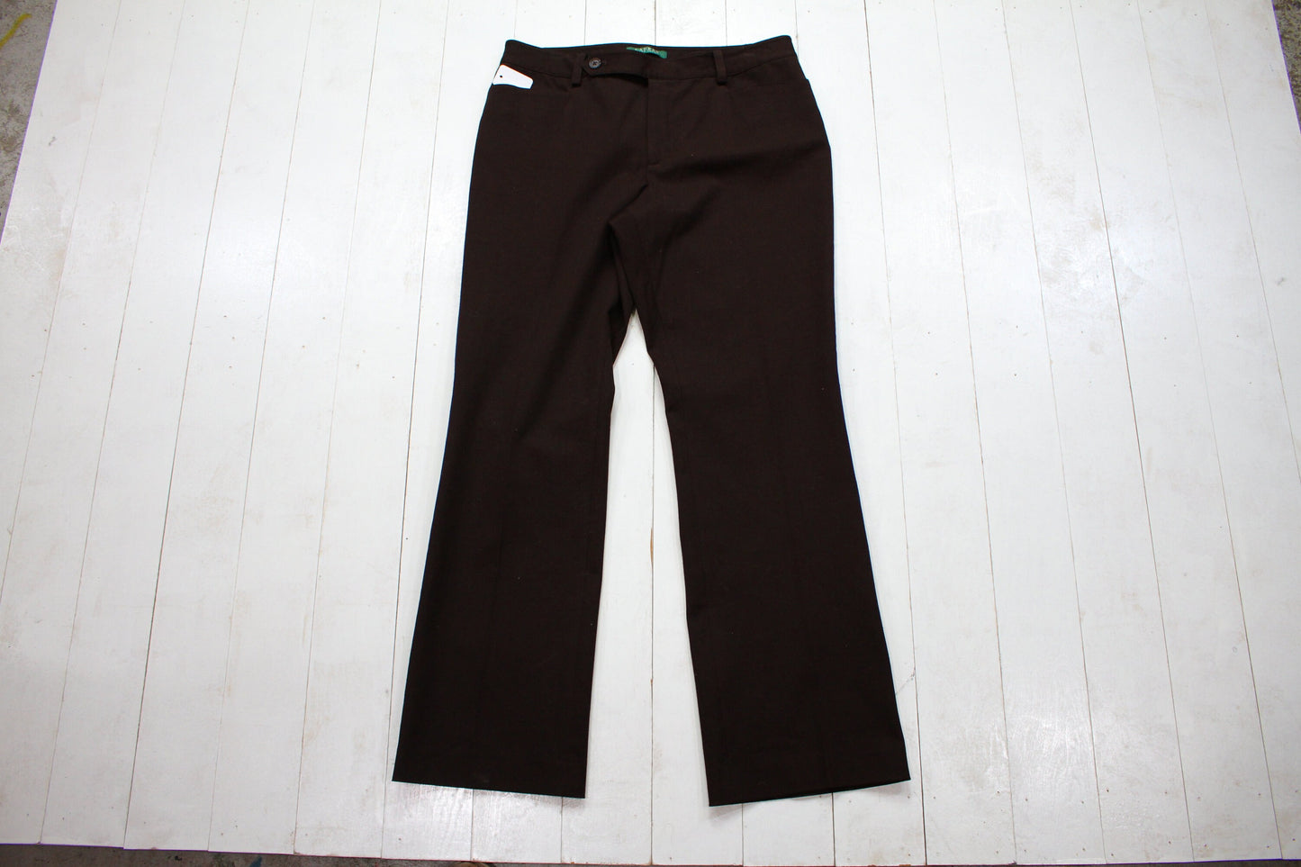 1990s Lauren Ralph Lauren Dark Brown Cotton Blend Adelle Pants Women's Size 32x29.25