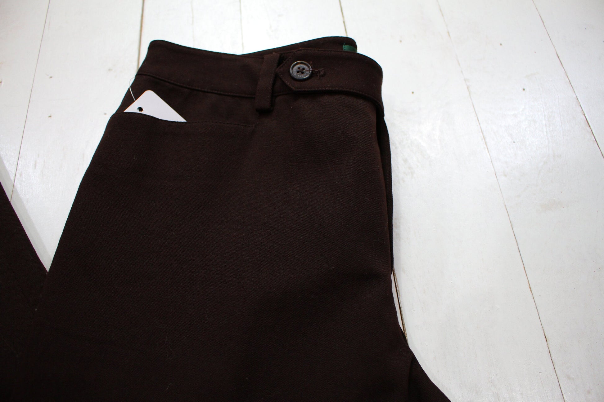 1990s Lauren Ralph Lauren Dark Brown Cotton Blend Adelle Pants Women's Size 32x29.25