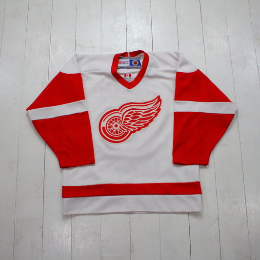 1990s CCM Detroit Red Wings Federov 91 NHL Hockey Replica Jersey Made in Canada Size S