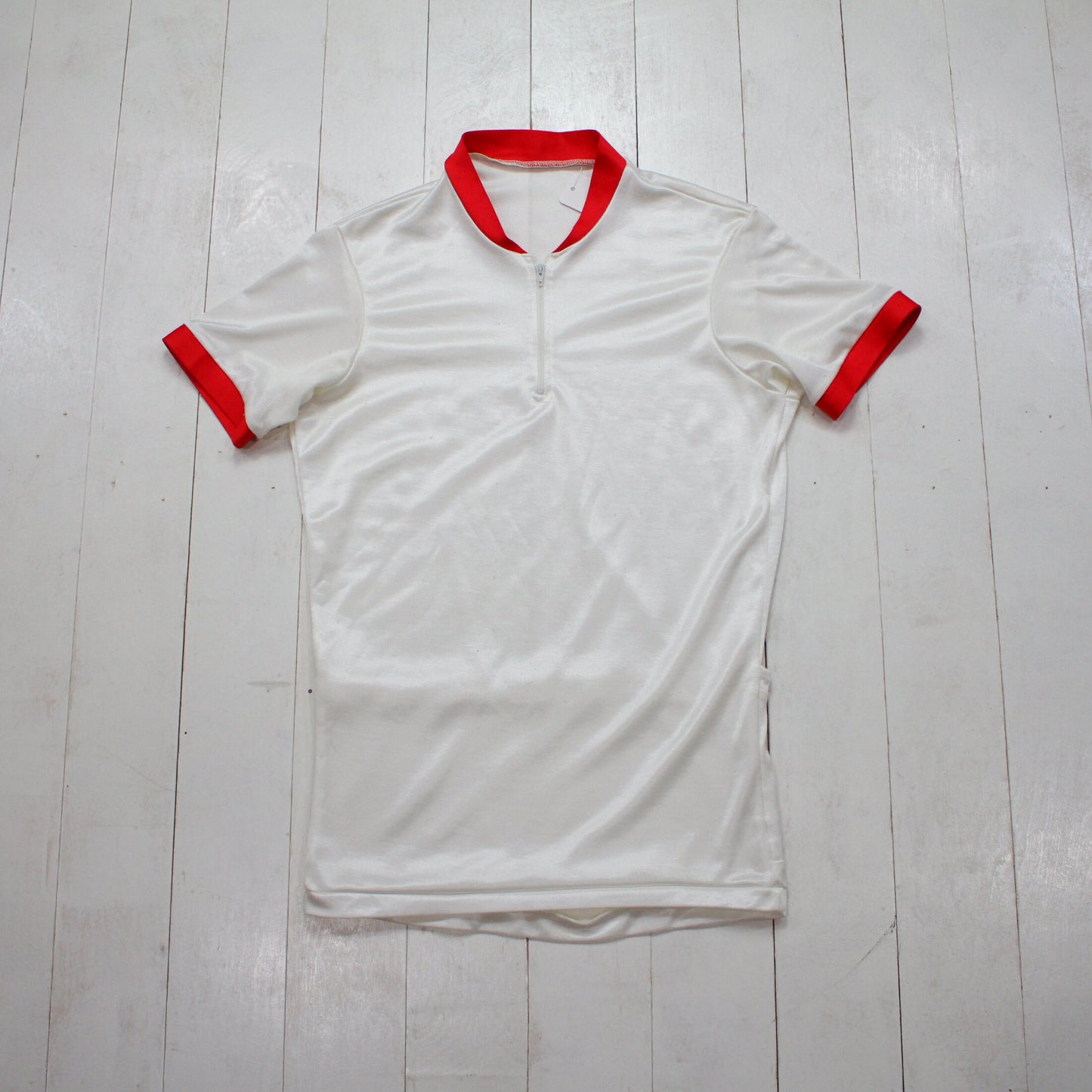 1980s/1990s Blank White Cycling Jersey Size S/M