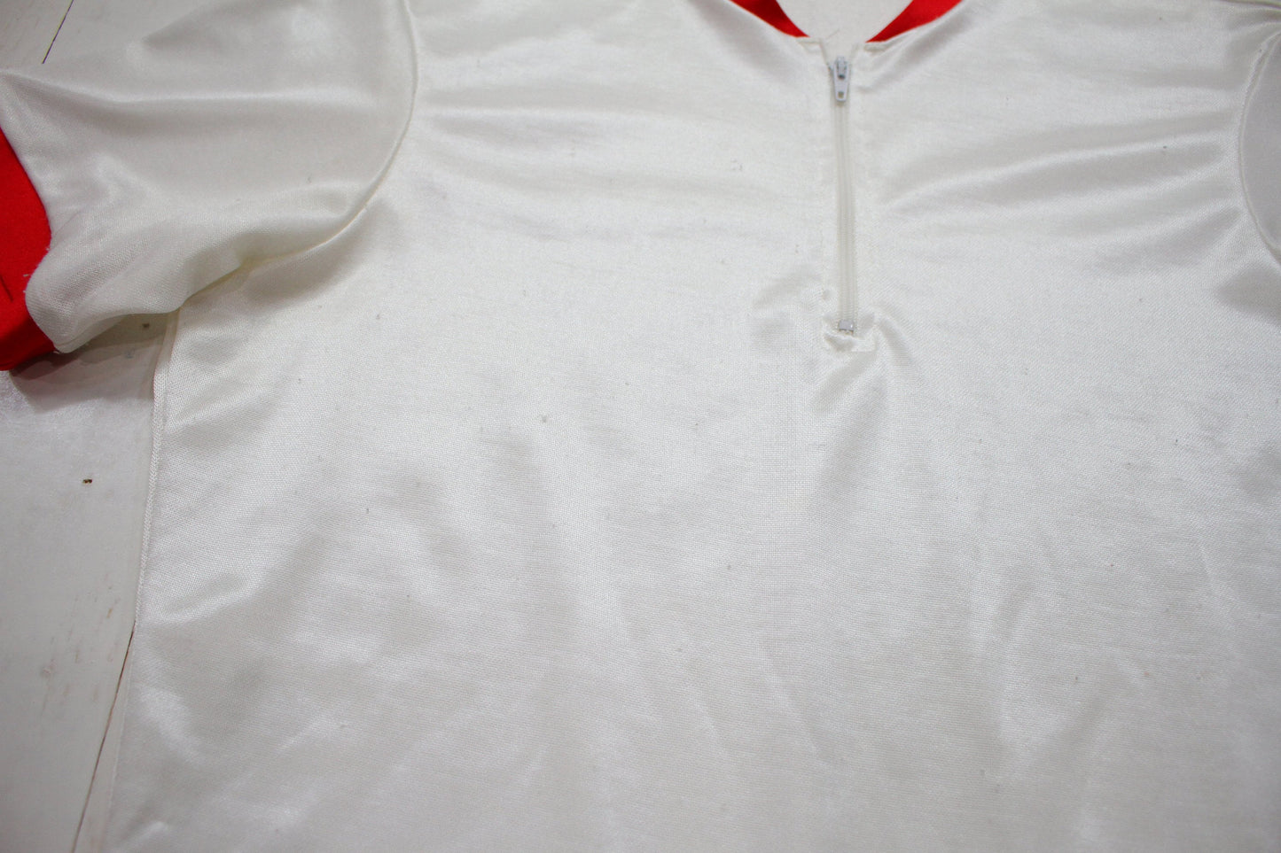 1980s/1990s Blank White Cycling Jersey Size S/M