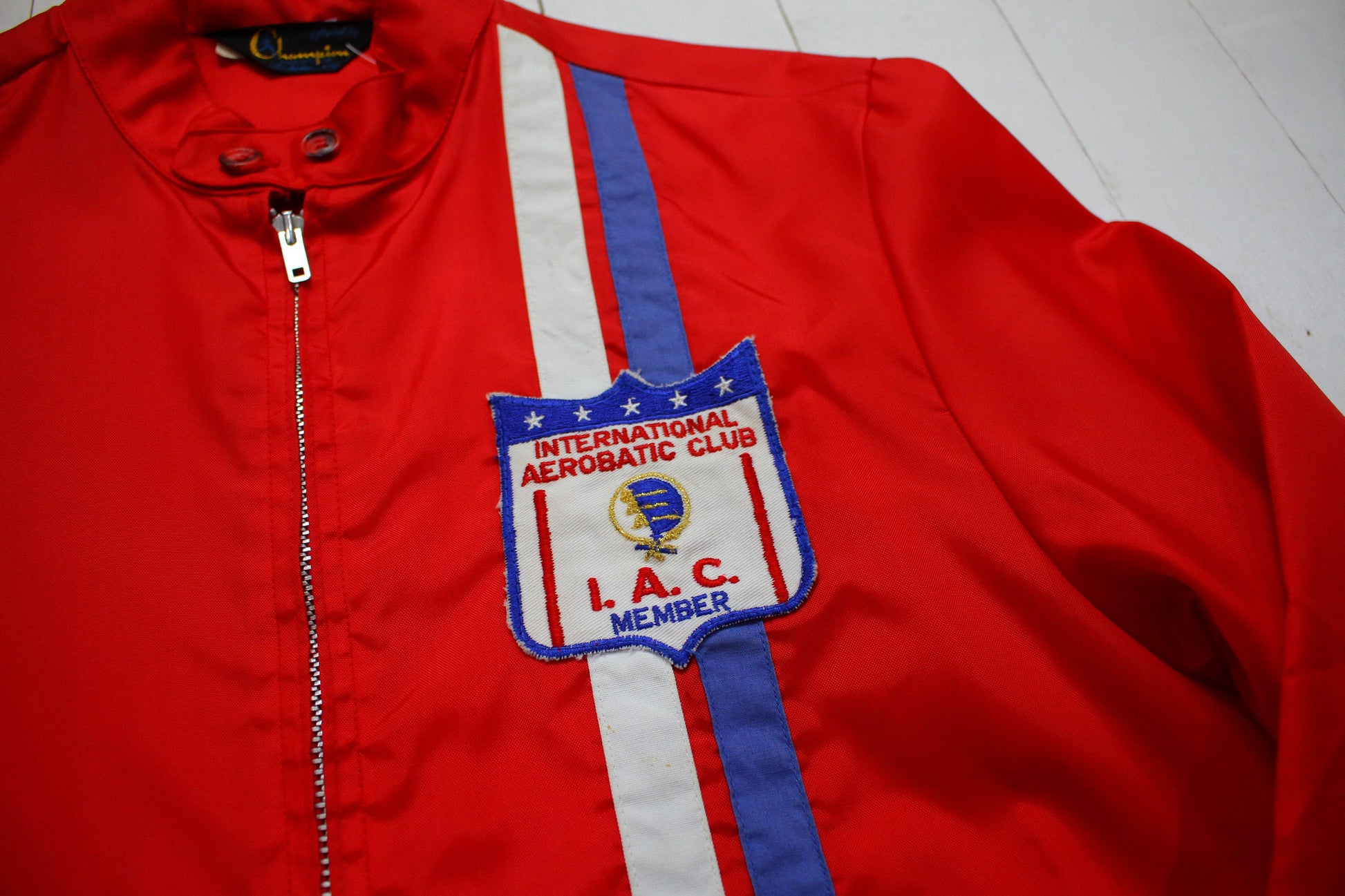 1970s Styled by Champion International Aerobatic Club Patch Nylon Shell Flyer Windbreaker Jacket Made in USA Size L