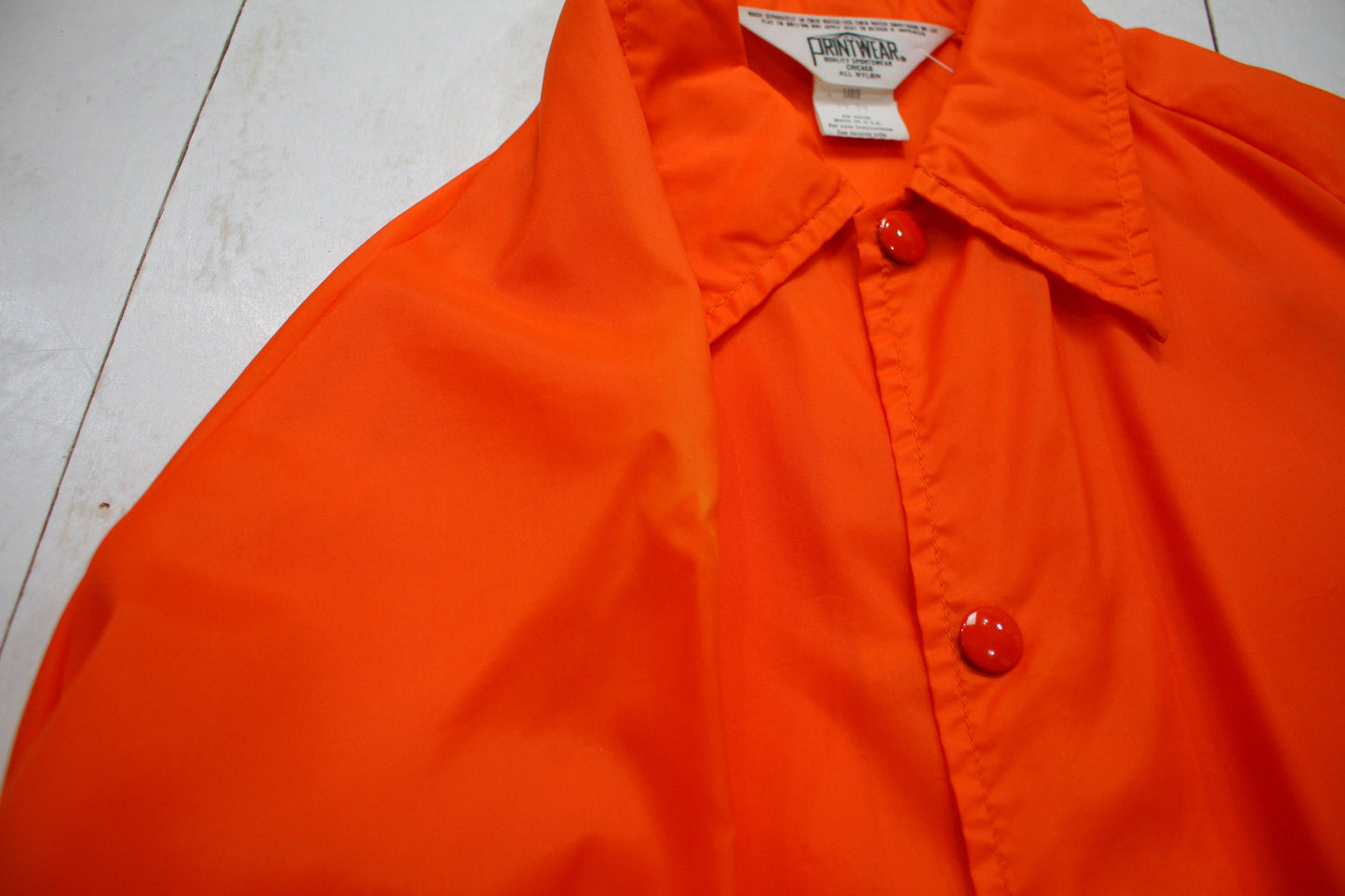 1970s/1980s Printwear Orange Nylon Coach Windbreaker Jacket Made in USA Size S/M