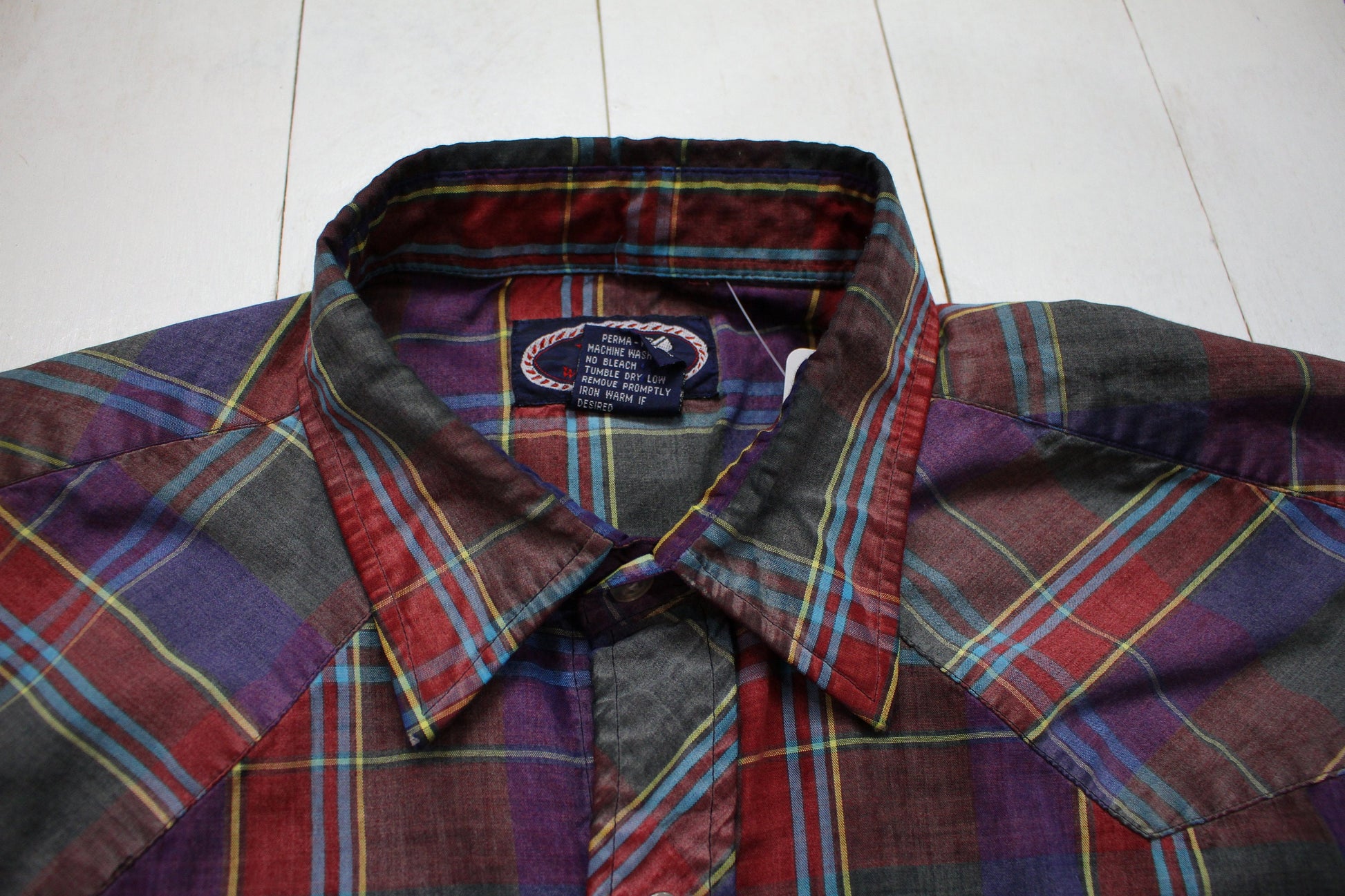 1990s/2000s W-B Westernwear Short Sleeve Plaid Snaps Western Shirt Size XL