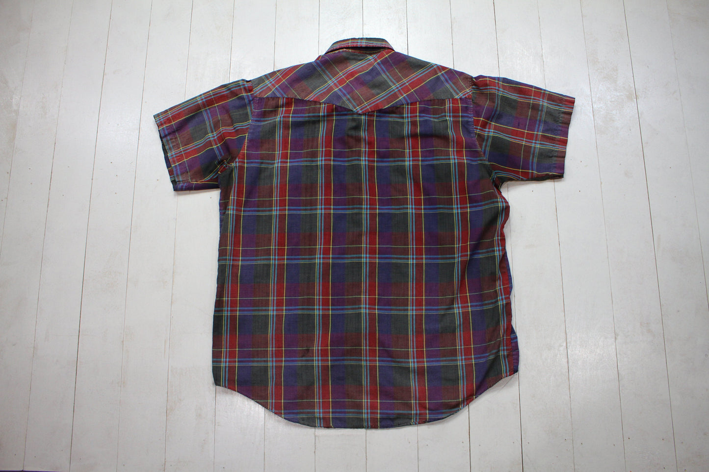 1990s/2000s W-B Westernwear Short Sleeve Plaid Snaps Western Shirt Size XL