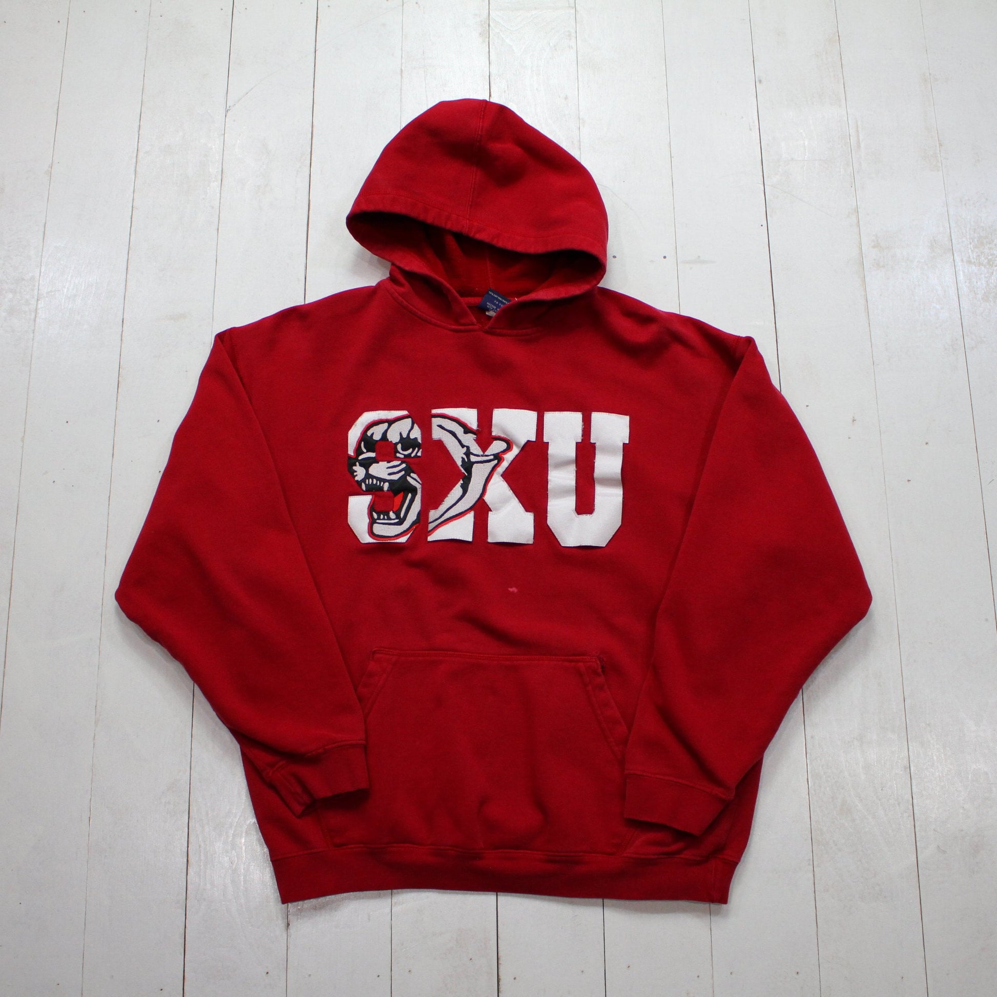 1990s/2000s Saint Xavier University Cougars Hoodie Sweatshirt Made in Canada Size M