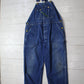 1990s Key Imperial Low Back Advertising Strap Denim Overalls Size 38x28