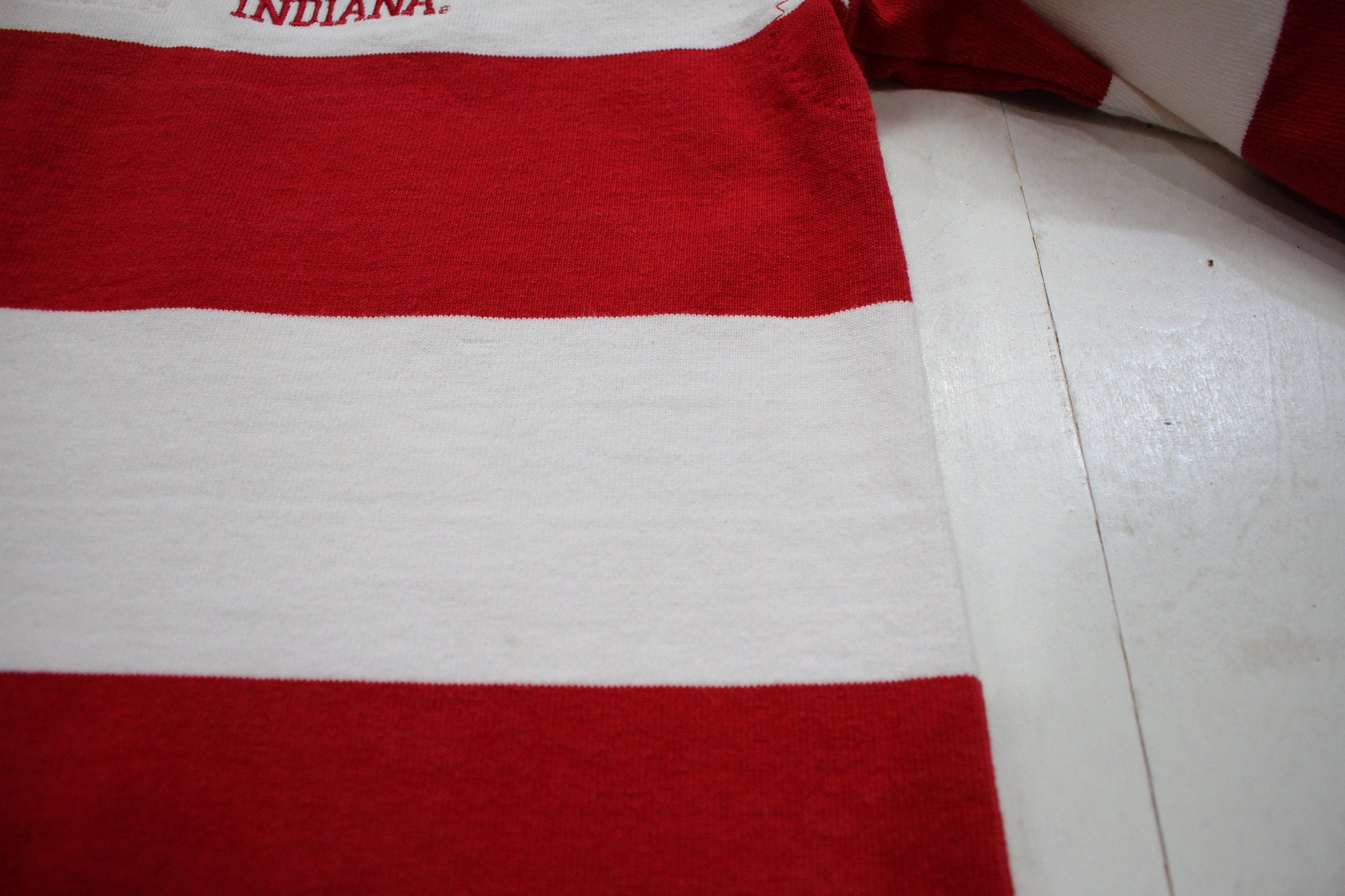 1990s/2000s Indiana University Striped Longsleeve Barbarian Rugby Shirt Made in Canada Size M