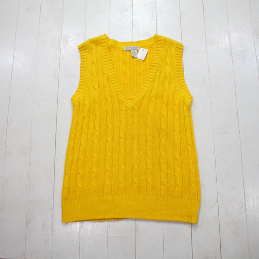 1990s Fenn Wright & Mason Workshop Yellow Cable Knit Sweater Vest Size M