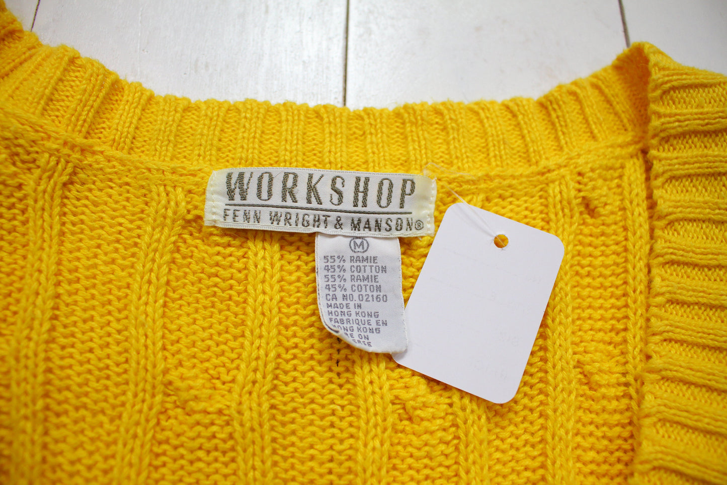 1990s Fenn Wright & Mason Workshop Yellow Cable Knit Sweater Vest Size M