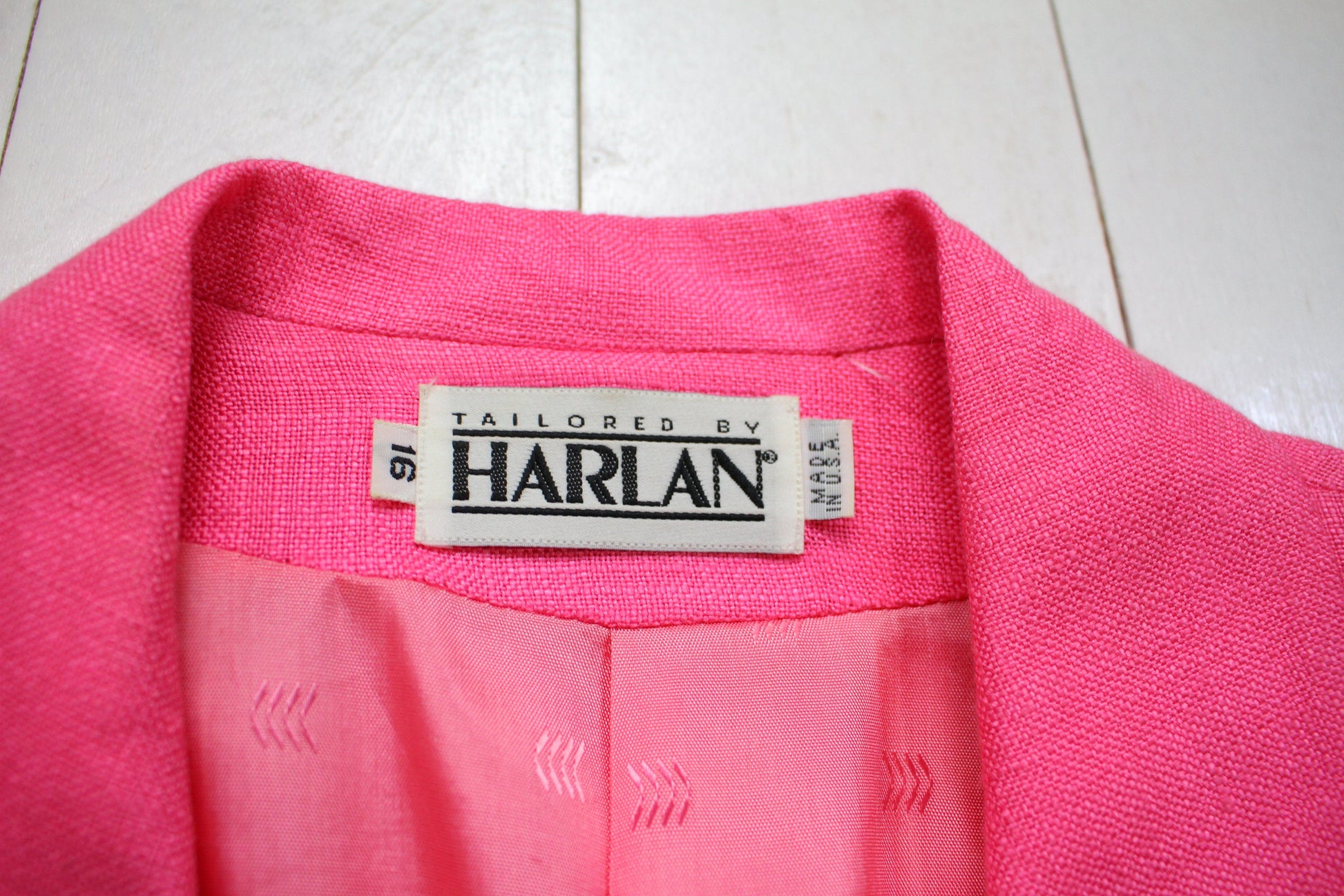 1980s Tailored by Harlan Pink Blazer Jacket Made in USA Women's Size XL/XXL