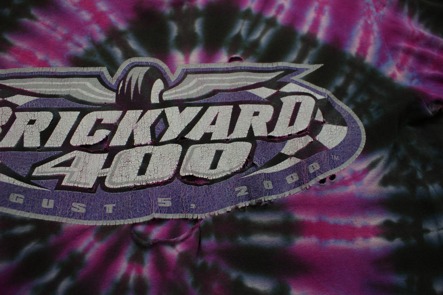 2000s 2000 Y2K Brickyard 400 Tie Dye Nascar Racing T-Shirt Size M