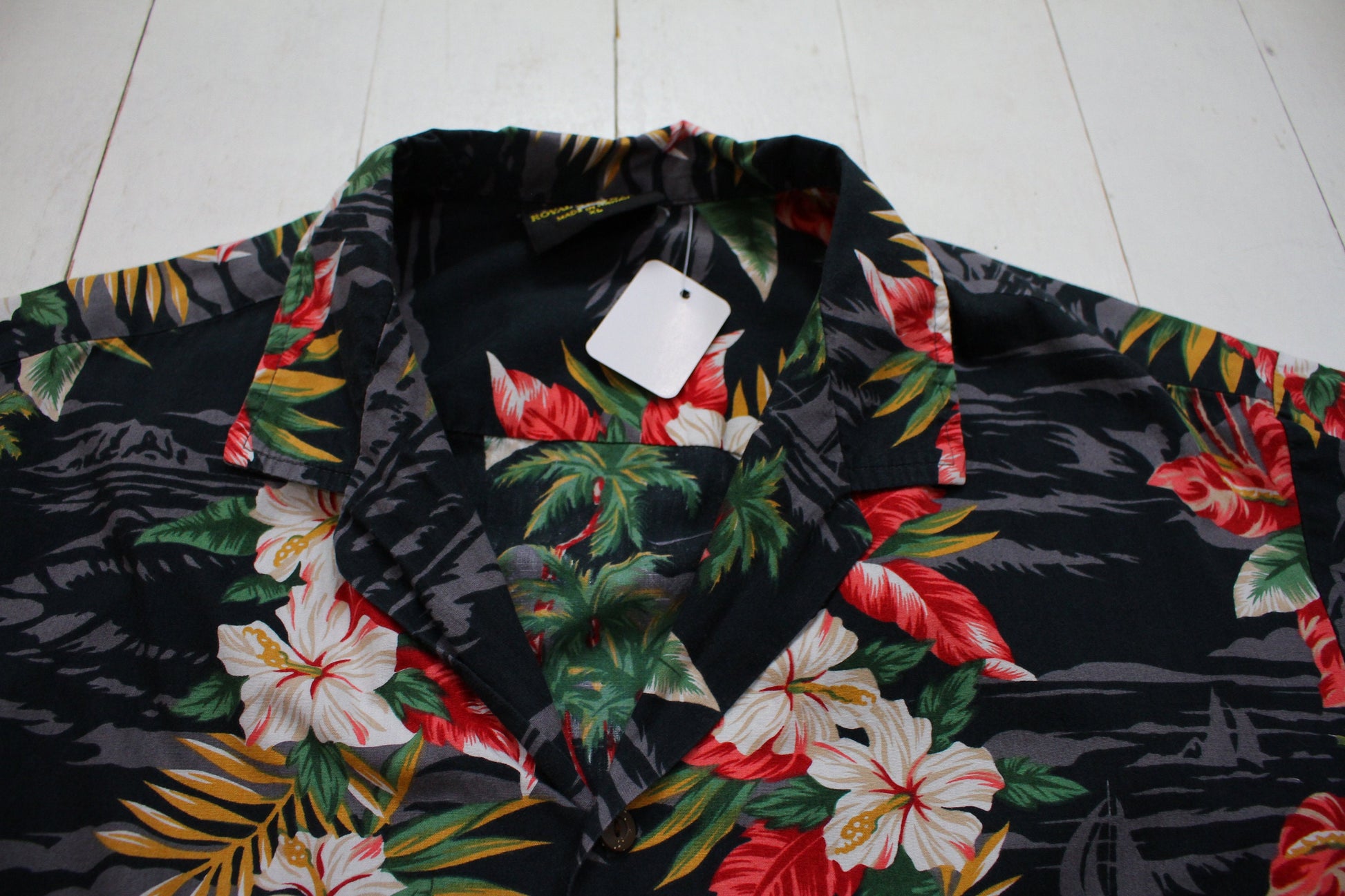 1990s Royal Creations Tropical Hibiscus Print Hawaiian Shirt Made in Hawaii Size XL