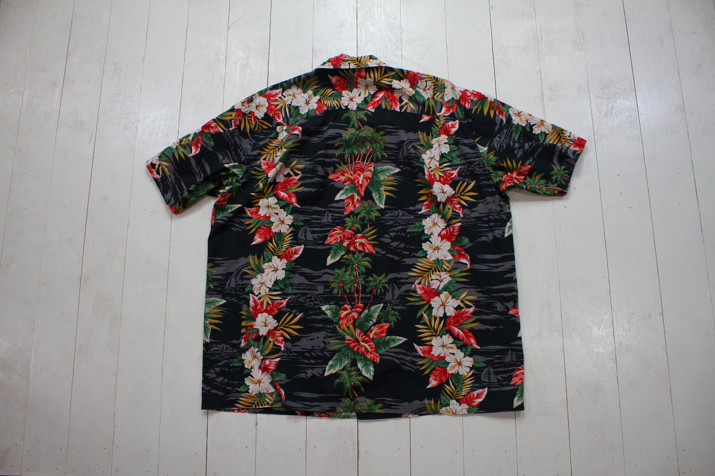 1990s Royal Creations Tropical Hibiscus Print Hawaiian Shirt Made in Hawaii Size XL