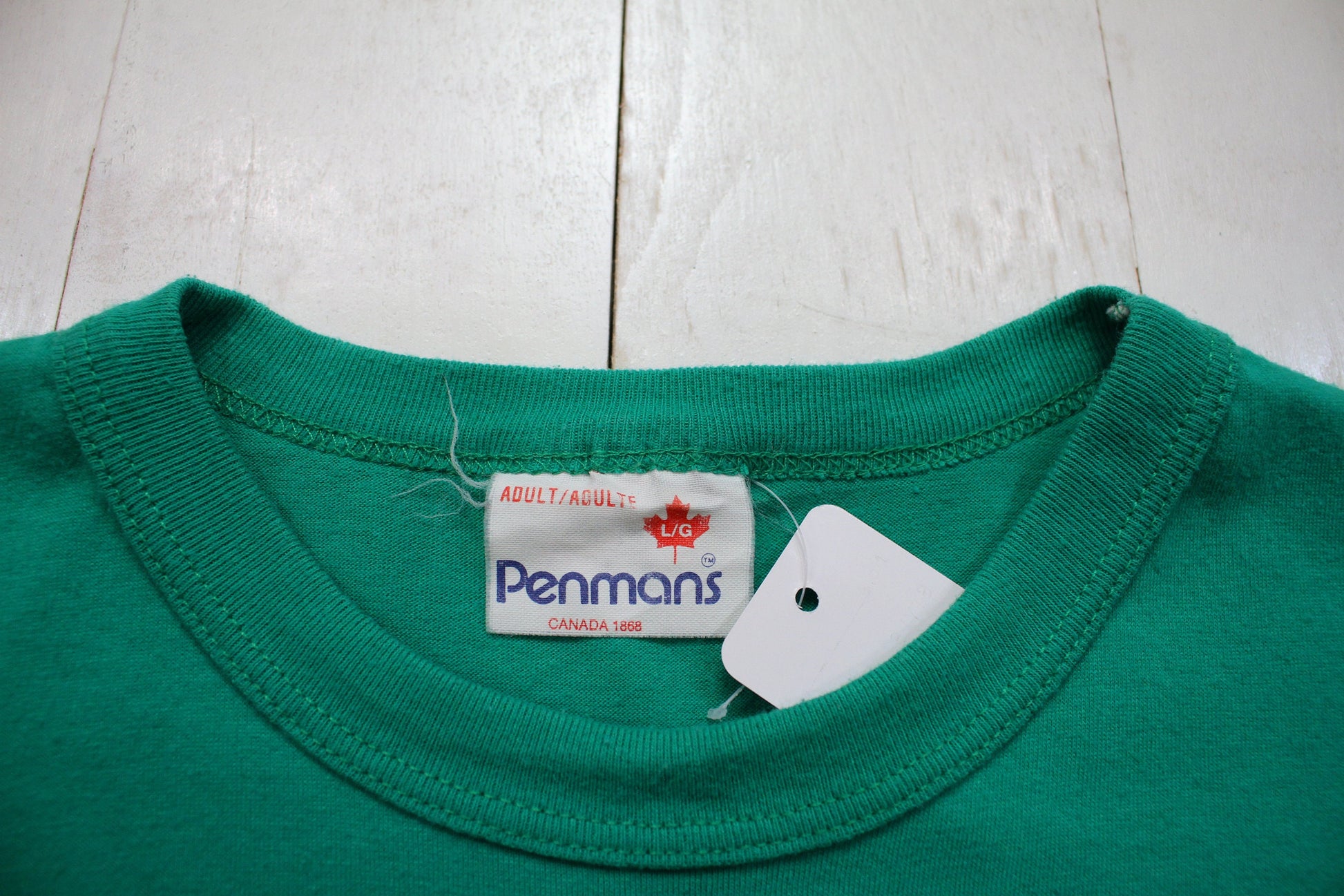 1980s/1990s Penman's Waterloo Rural Pursuit Green Ringer T-Shirt Made in Canada Size M